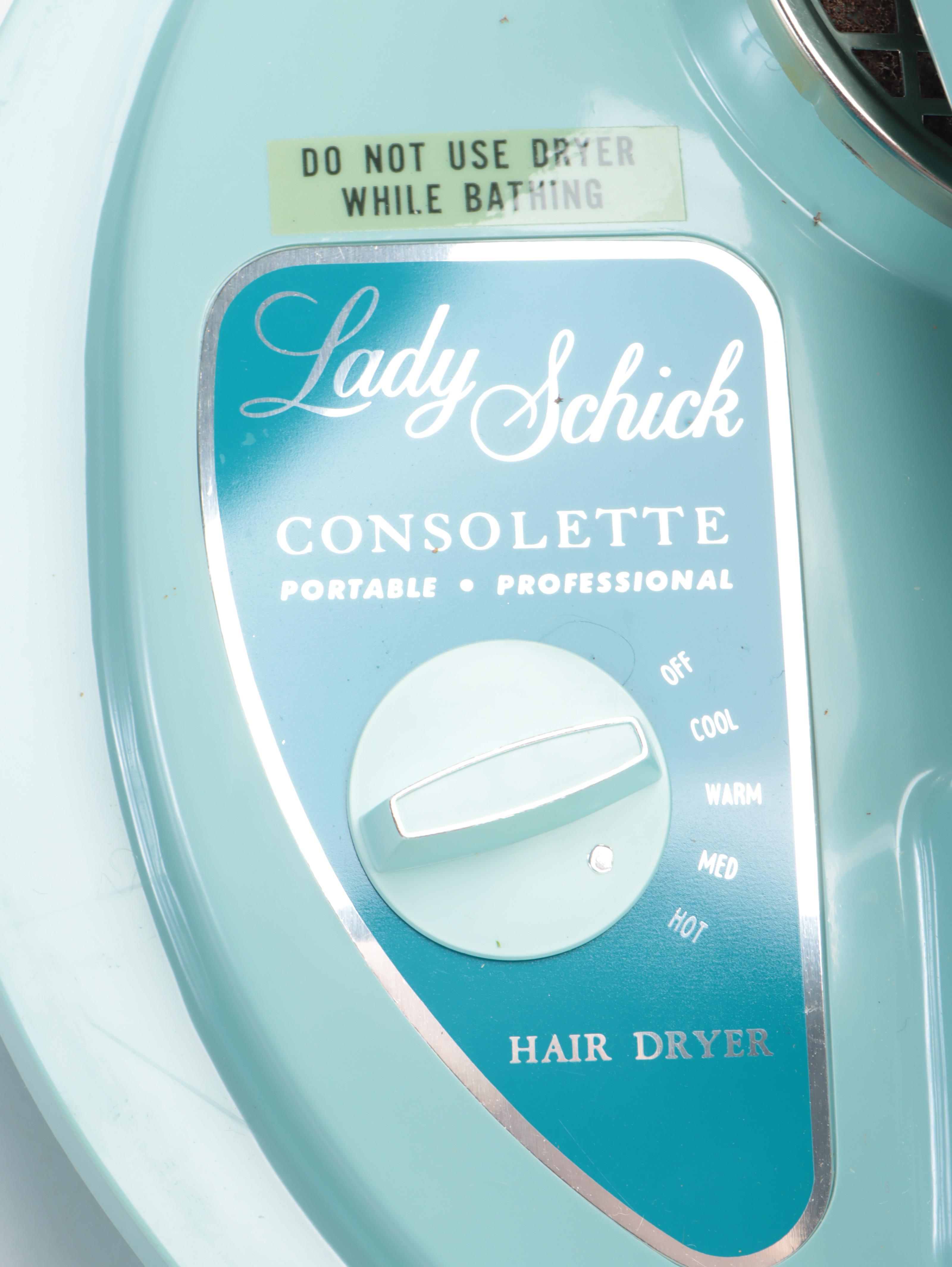 Lady Schick "Consolette" Portable Hair Dryer, Mid to Late 20th Century