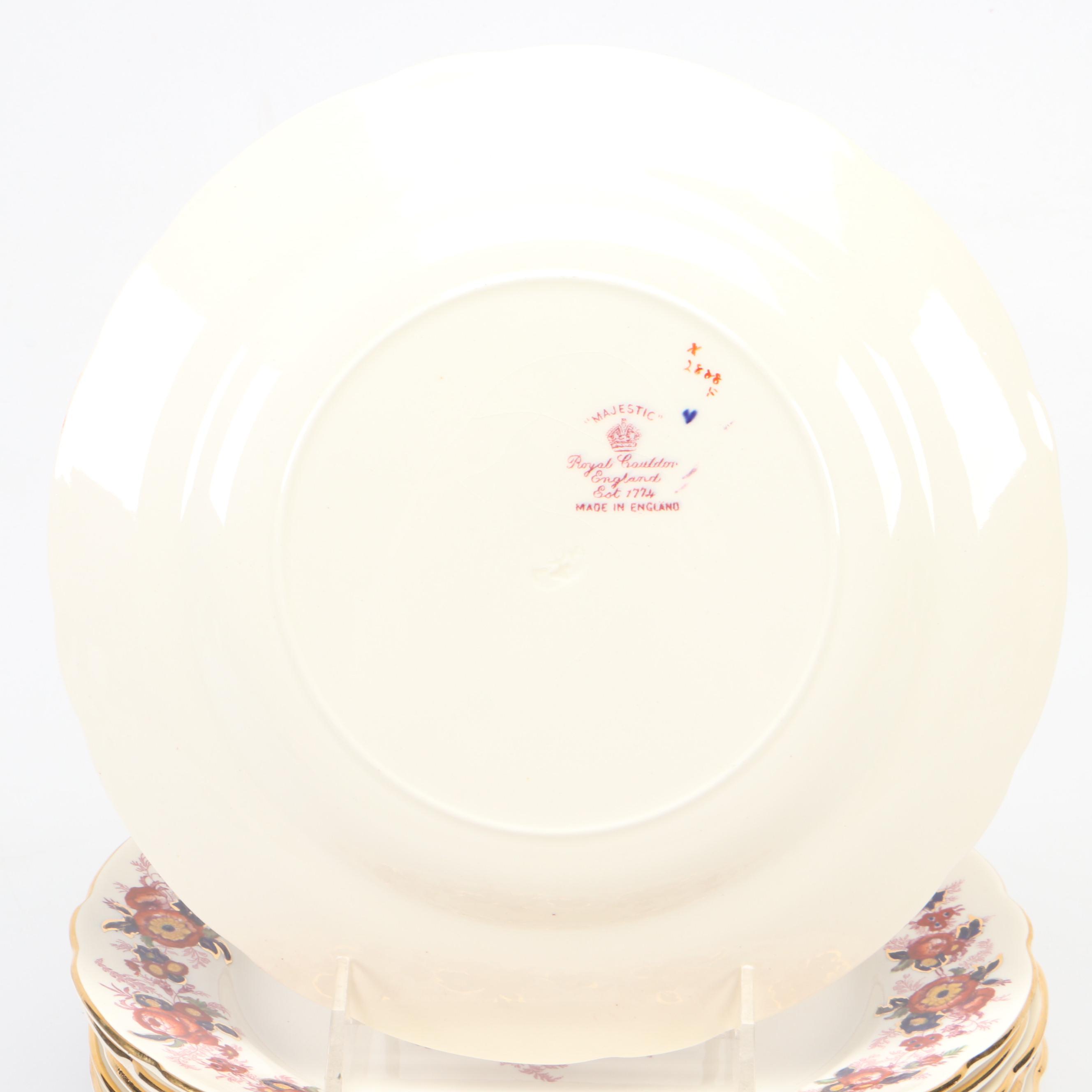 Royal Cauldon English Earthenware "Majestic" Dinner Plates, Early to Mid-20th C.