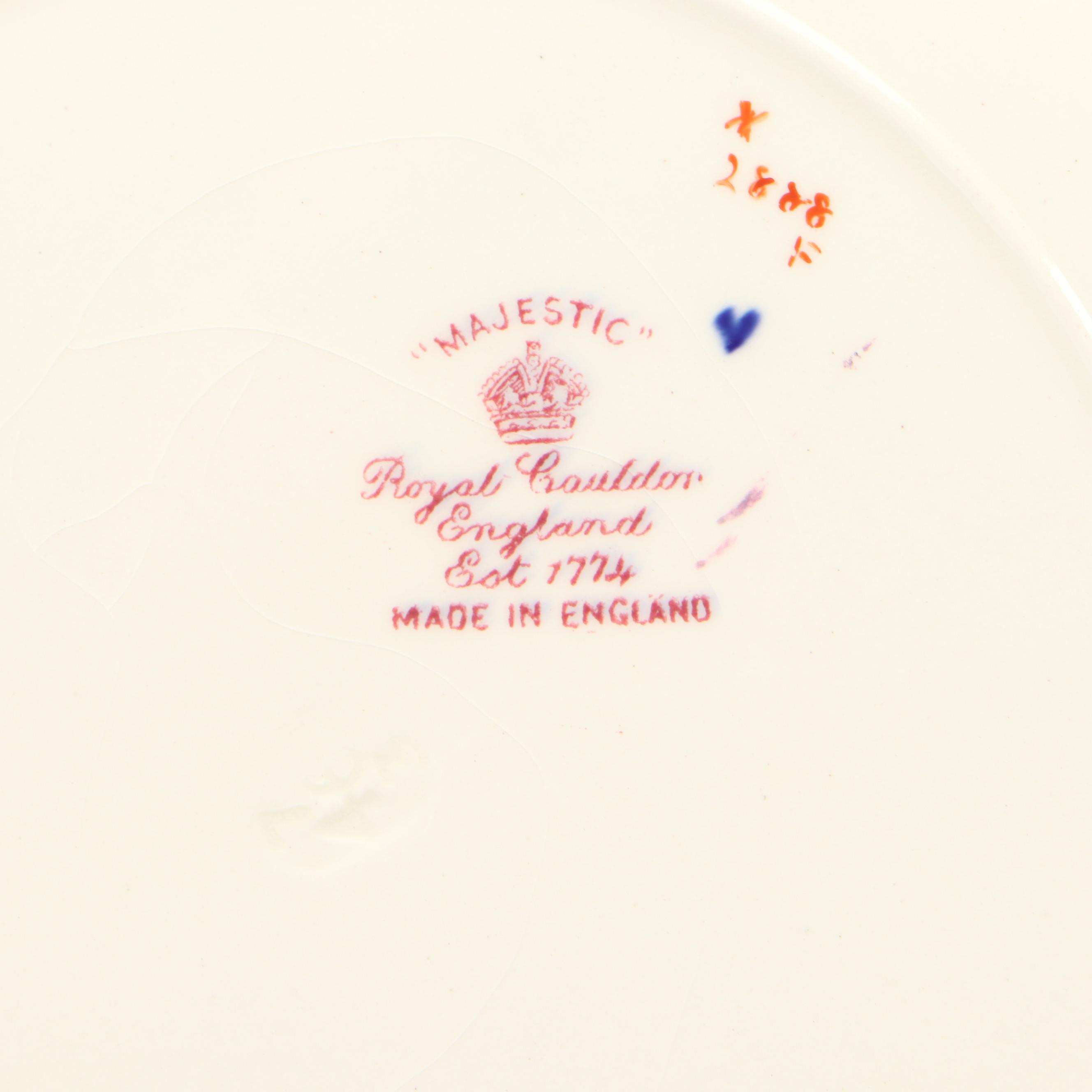 Royal Cauldon English Earthenware "Majestic" Dinner Plates, Early to Mid-20th C.