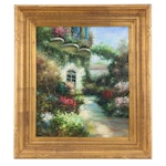 Landscape Oil Painting of Exterior Garden Scene