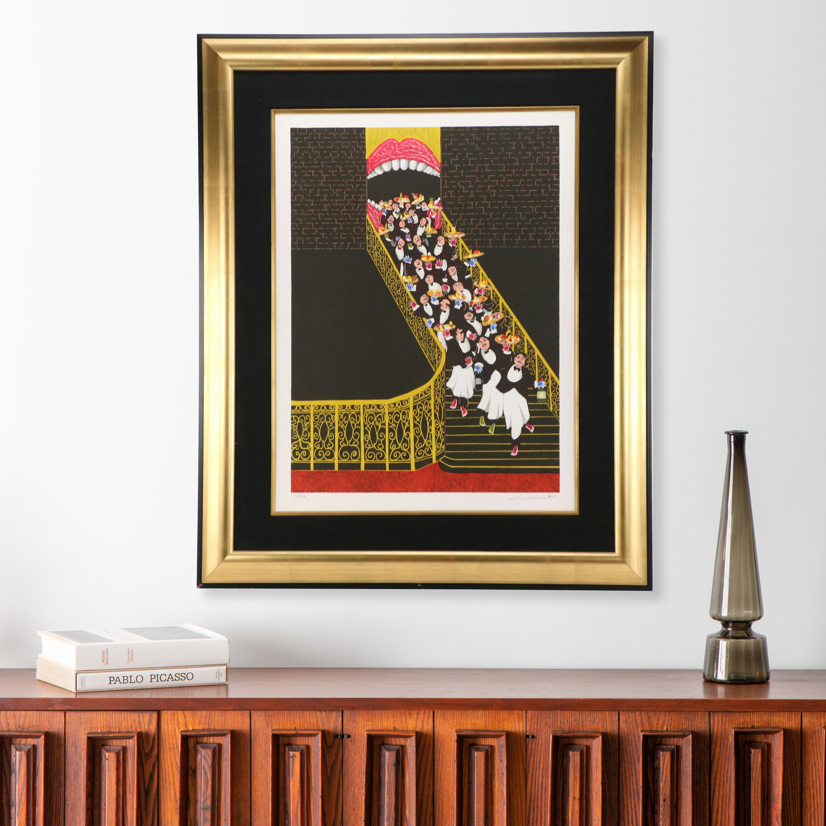 Guy Buffet Lithograph "Open Wide Waiters"