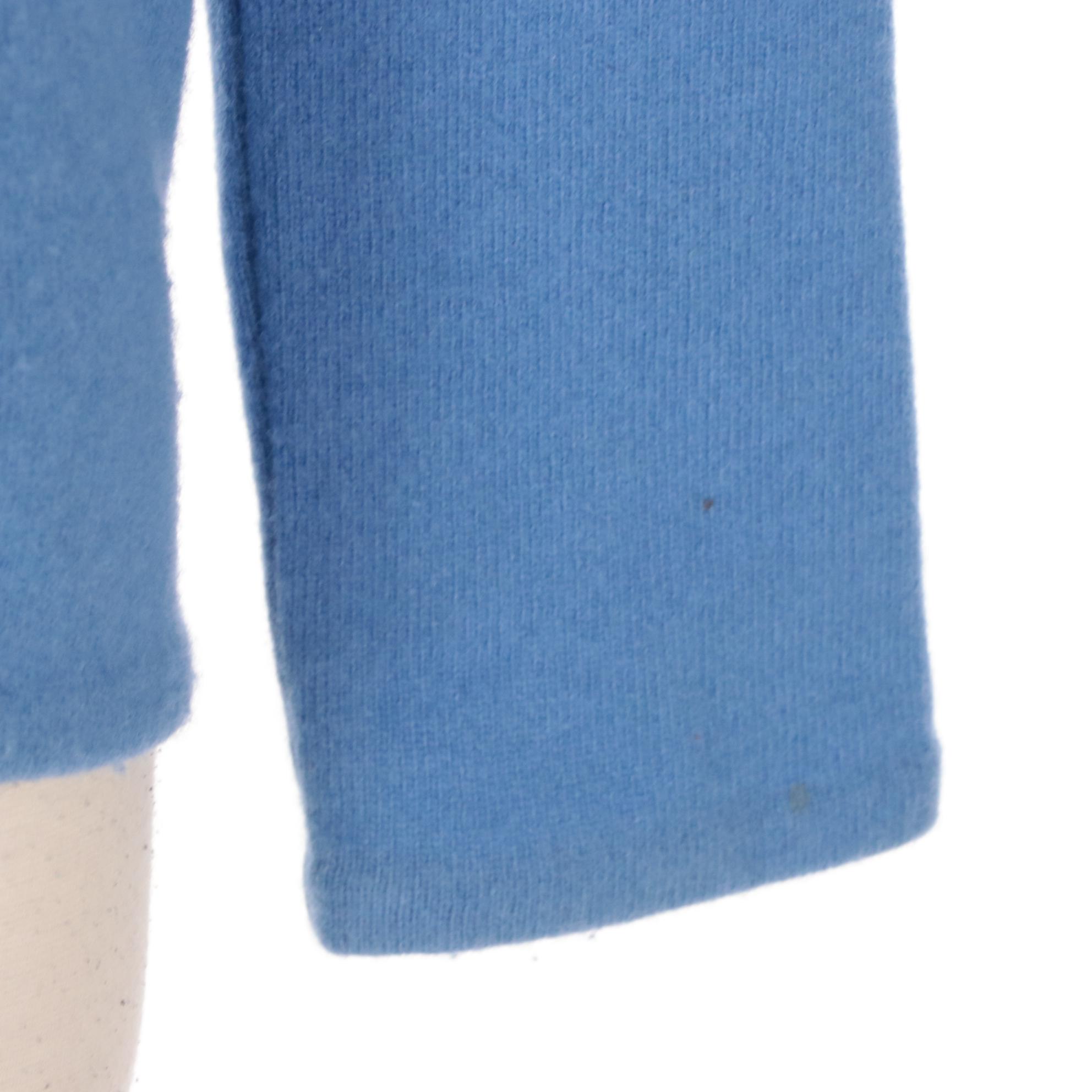 Prada Blue Lambswool Quarter-Zip Sweater with B&W Striped Patch Pocket Accent