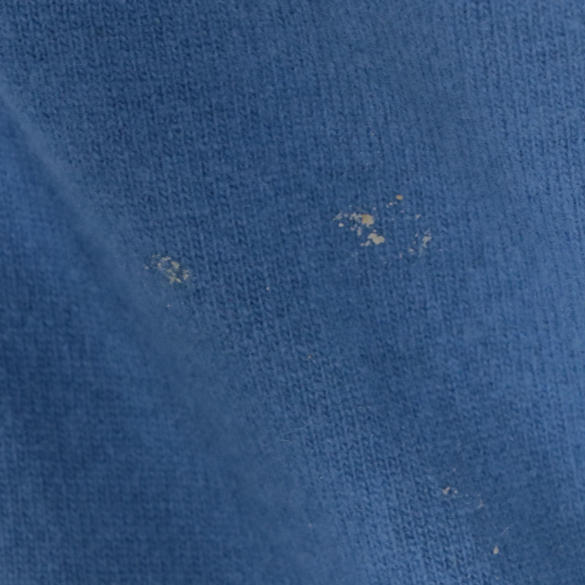 Prada Blue Lambswool Quarter-Zip Sweater with B&W Striped Patch Pocket Accent