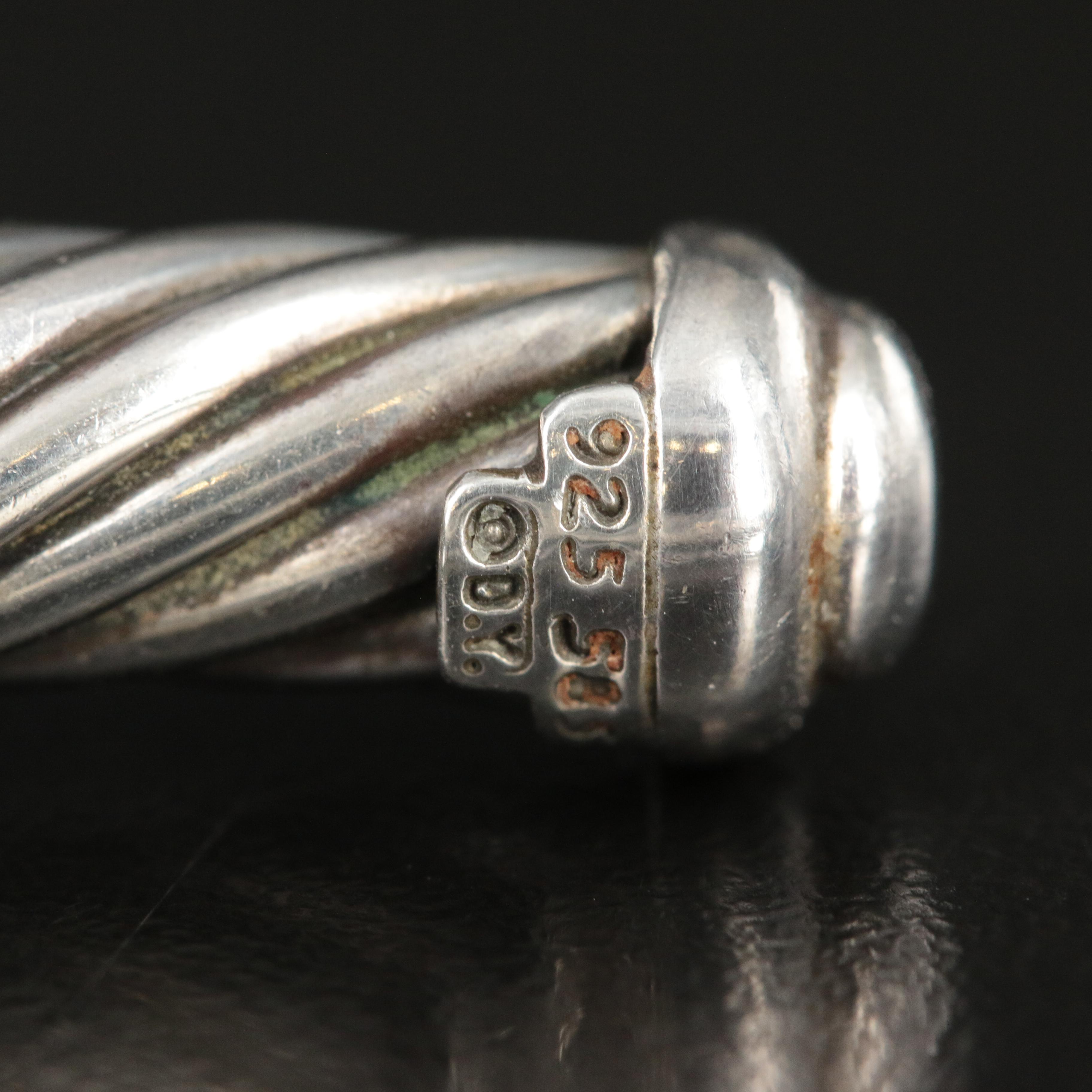 David Yurman Sterling and 14K Double X Cable Cuff Bracelet