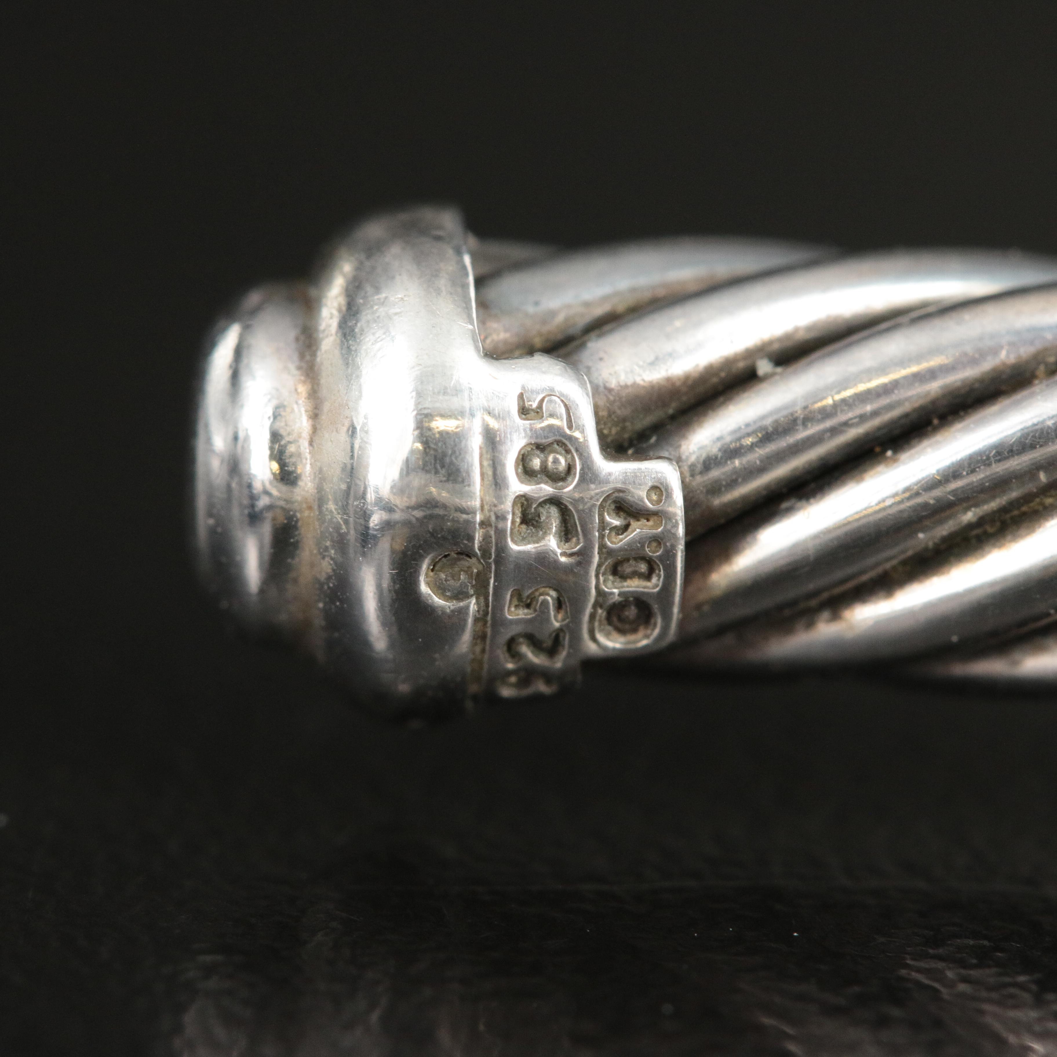 David Yurman Sterling and 14K Double X Cable Cuff Bracelet