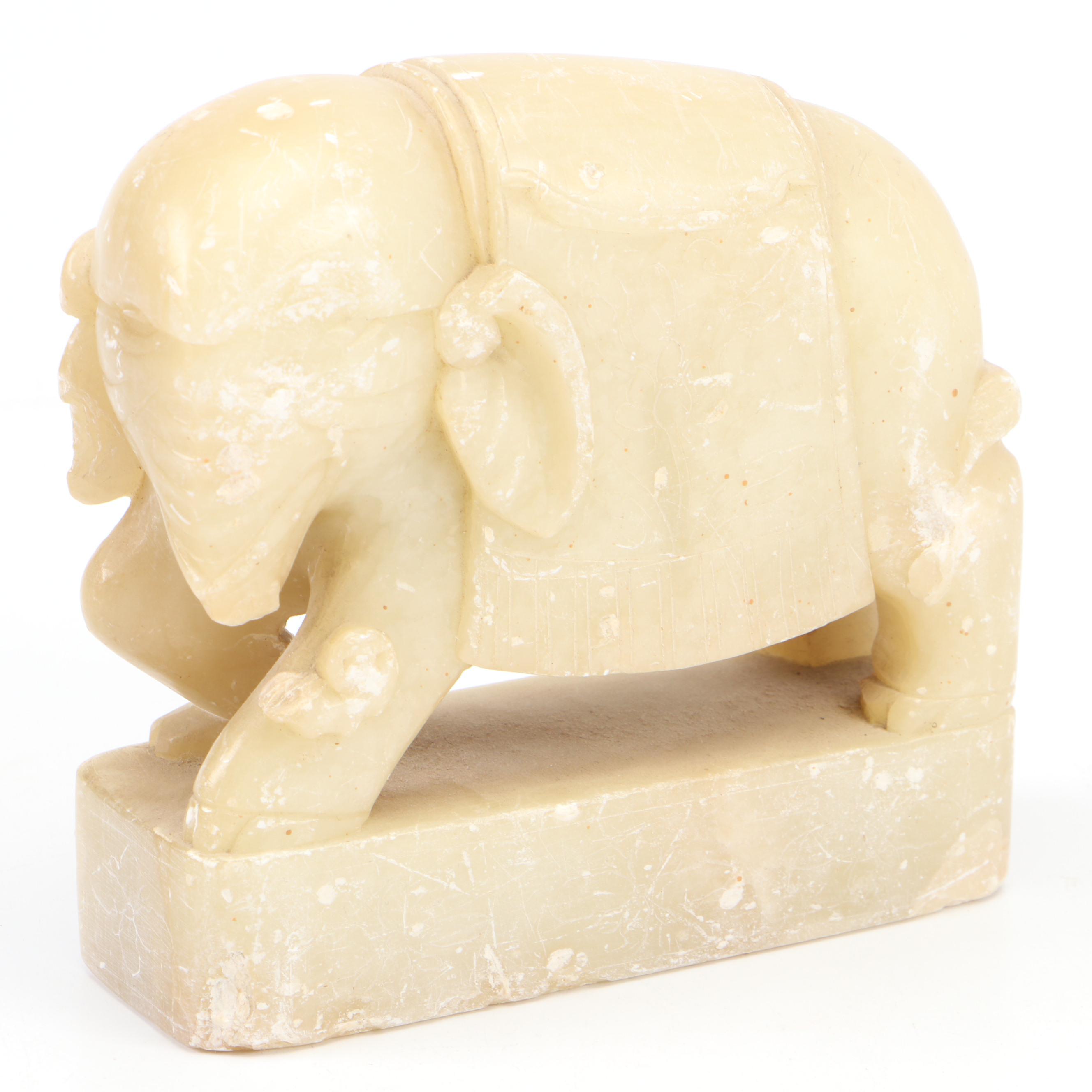 Pair of Carved Soapstone Elephant Bookends
