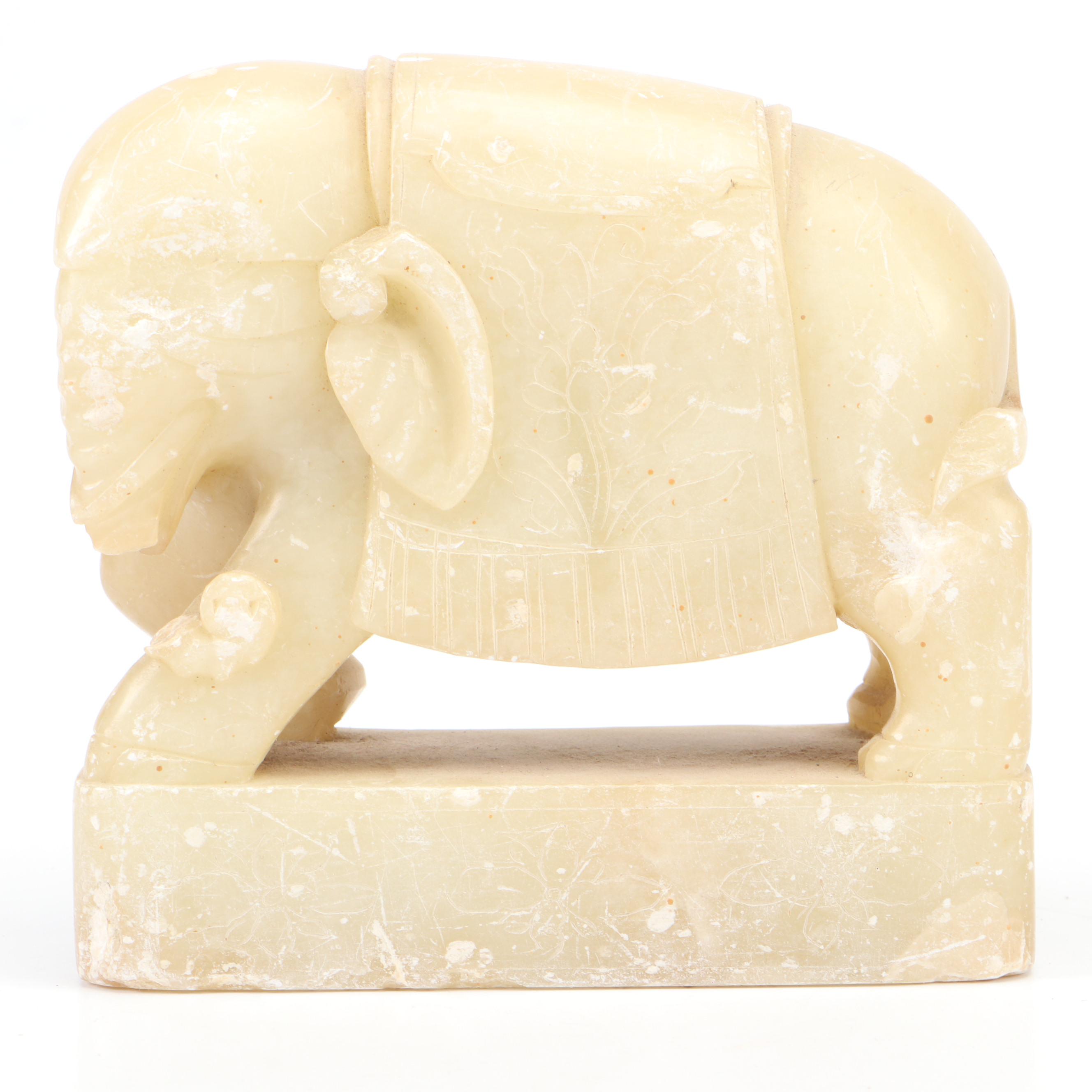 Pair of Carved Soapstone Elephant Bookends
