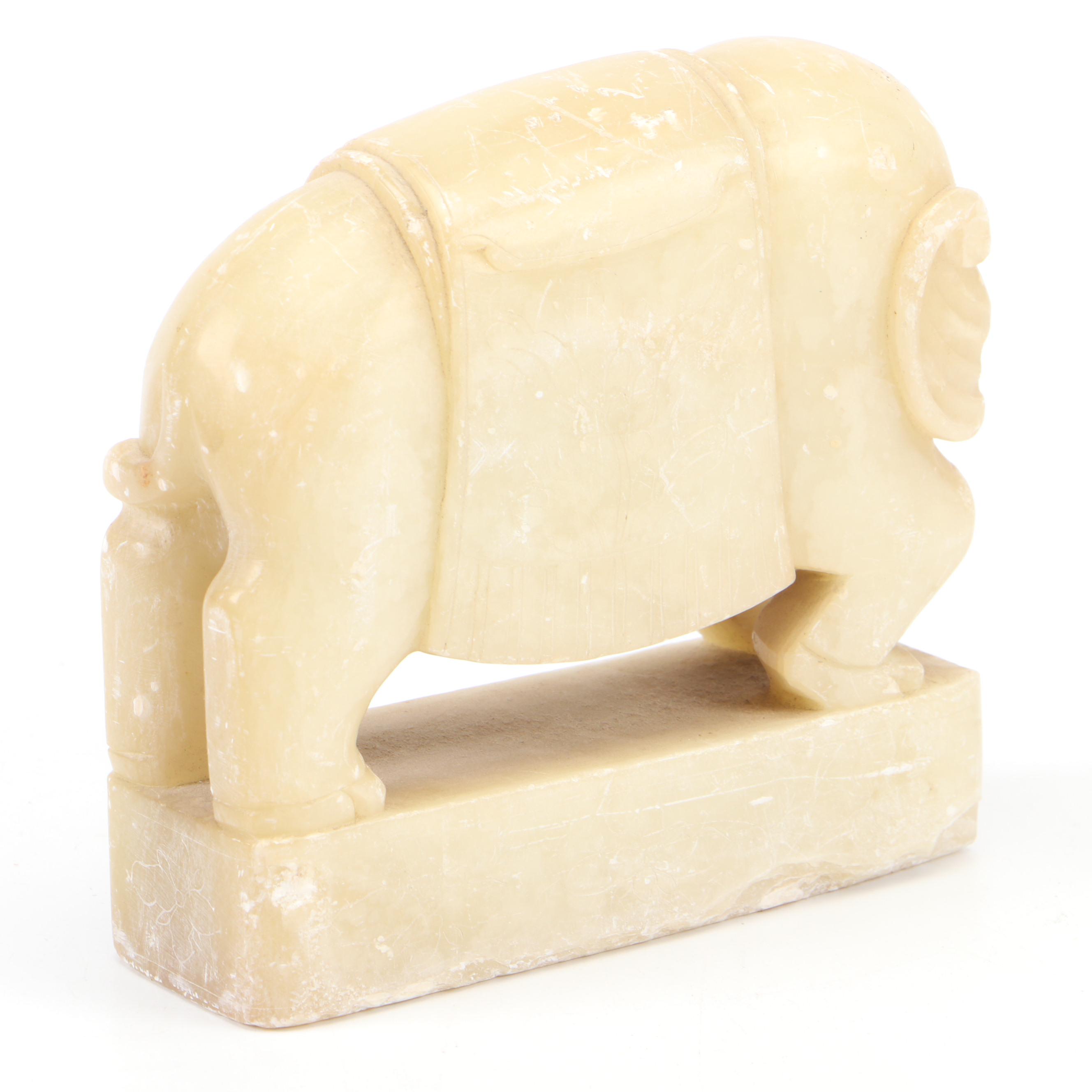 Pair of Carved Soapstone Elephant Bookends
