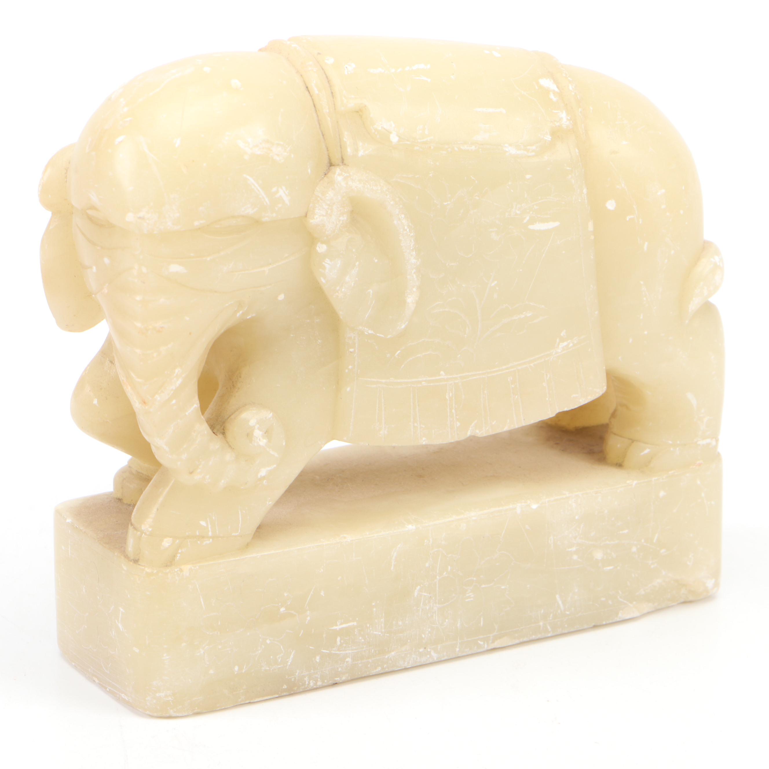 Pair of Carved Soapstone Elephant Bookends