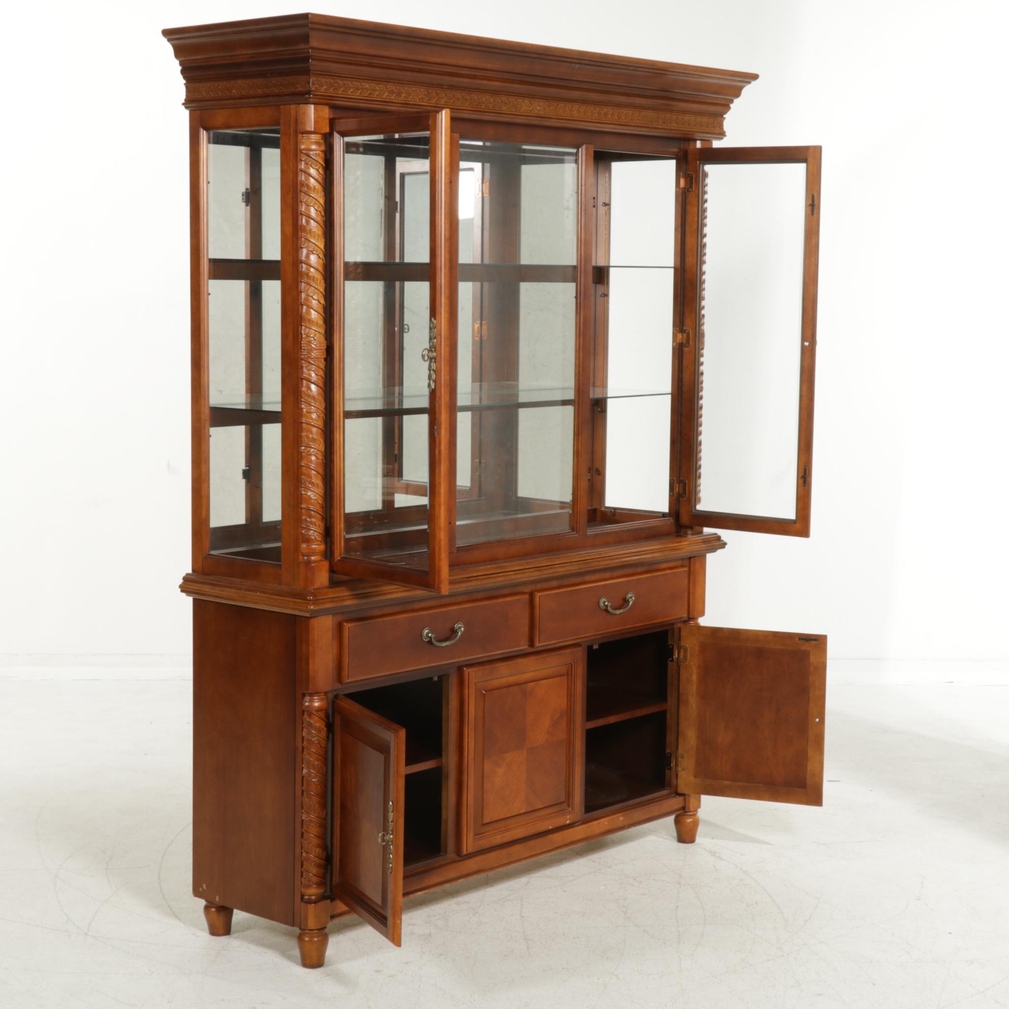 Neoclassical Style Two-Piece Buffet with Foliate Detail