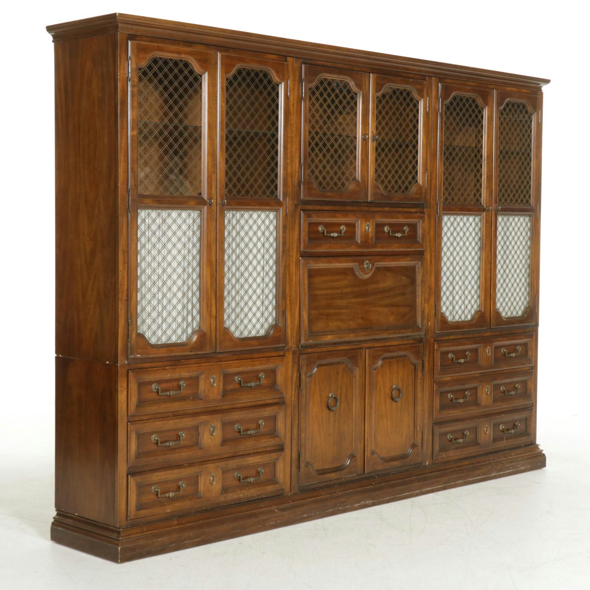 Drexel-Heritage French Provincial Style Walnut-Stained Wall Unit, circa 1970