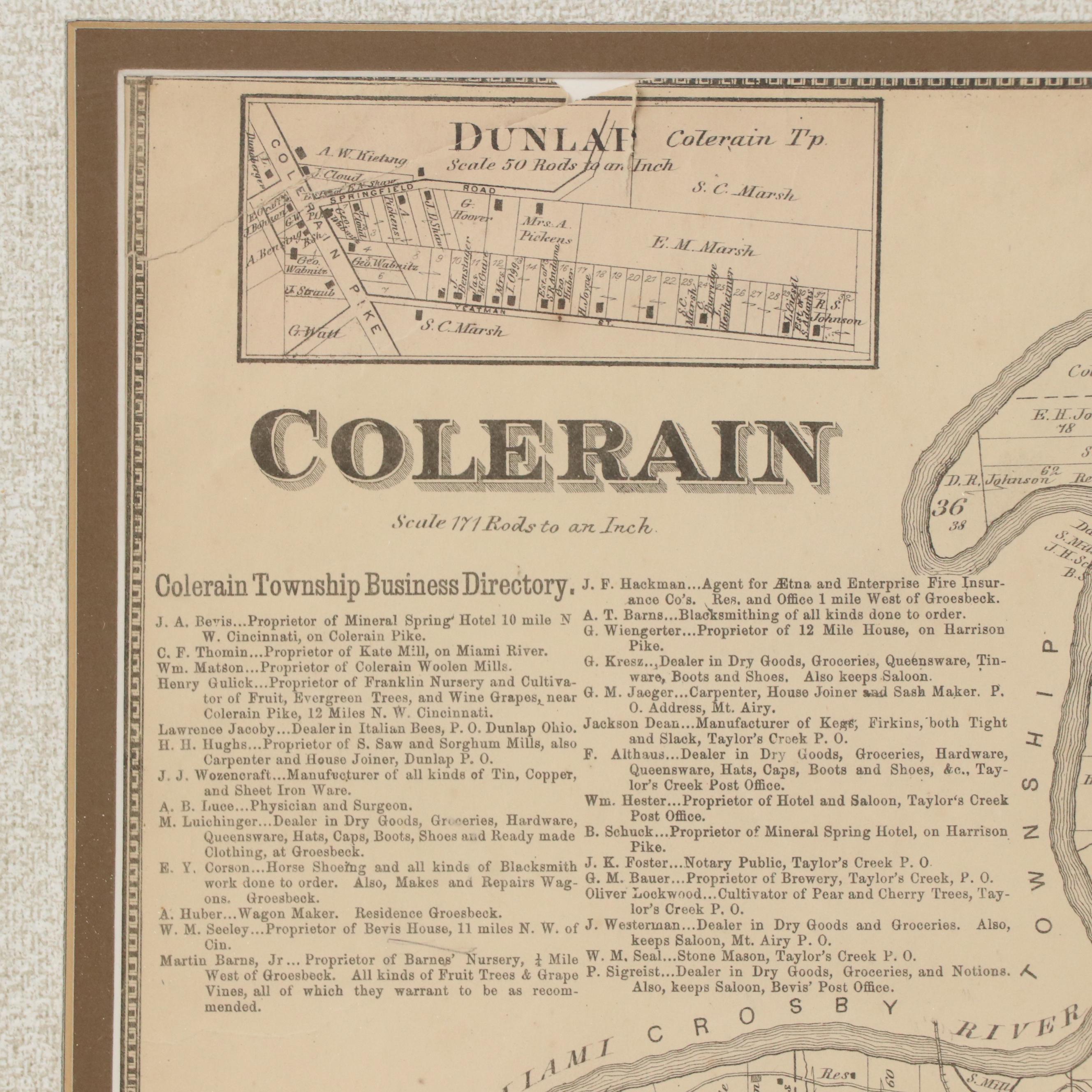 Map of Cincinnati Township "Colerain," 1869