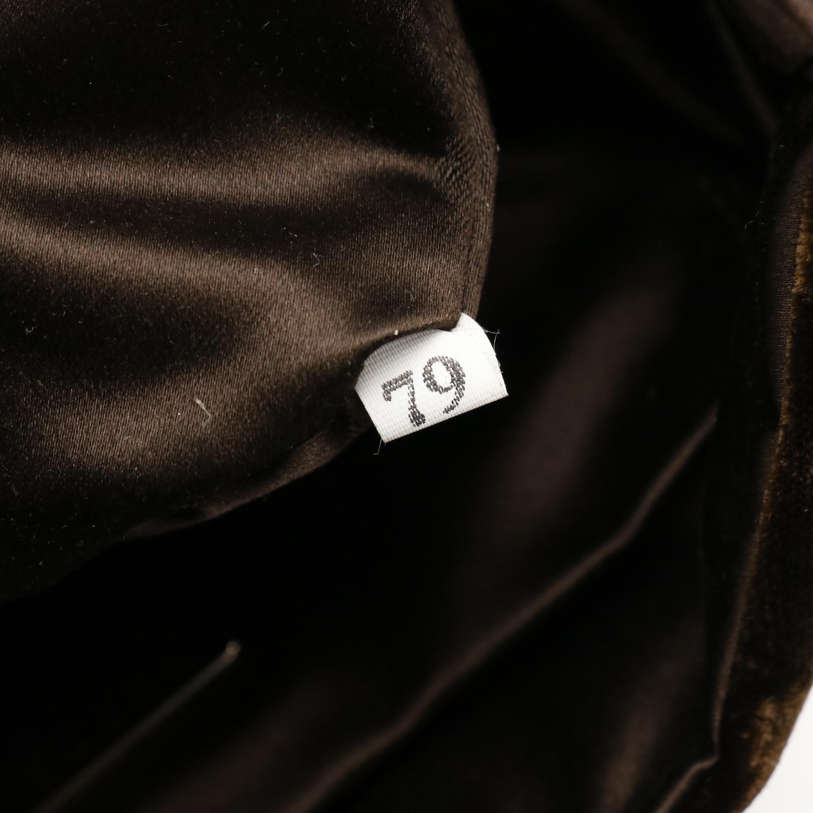 Prada Brown Velvet and Beaded Silk Chiffon Floral Handbag