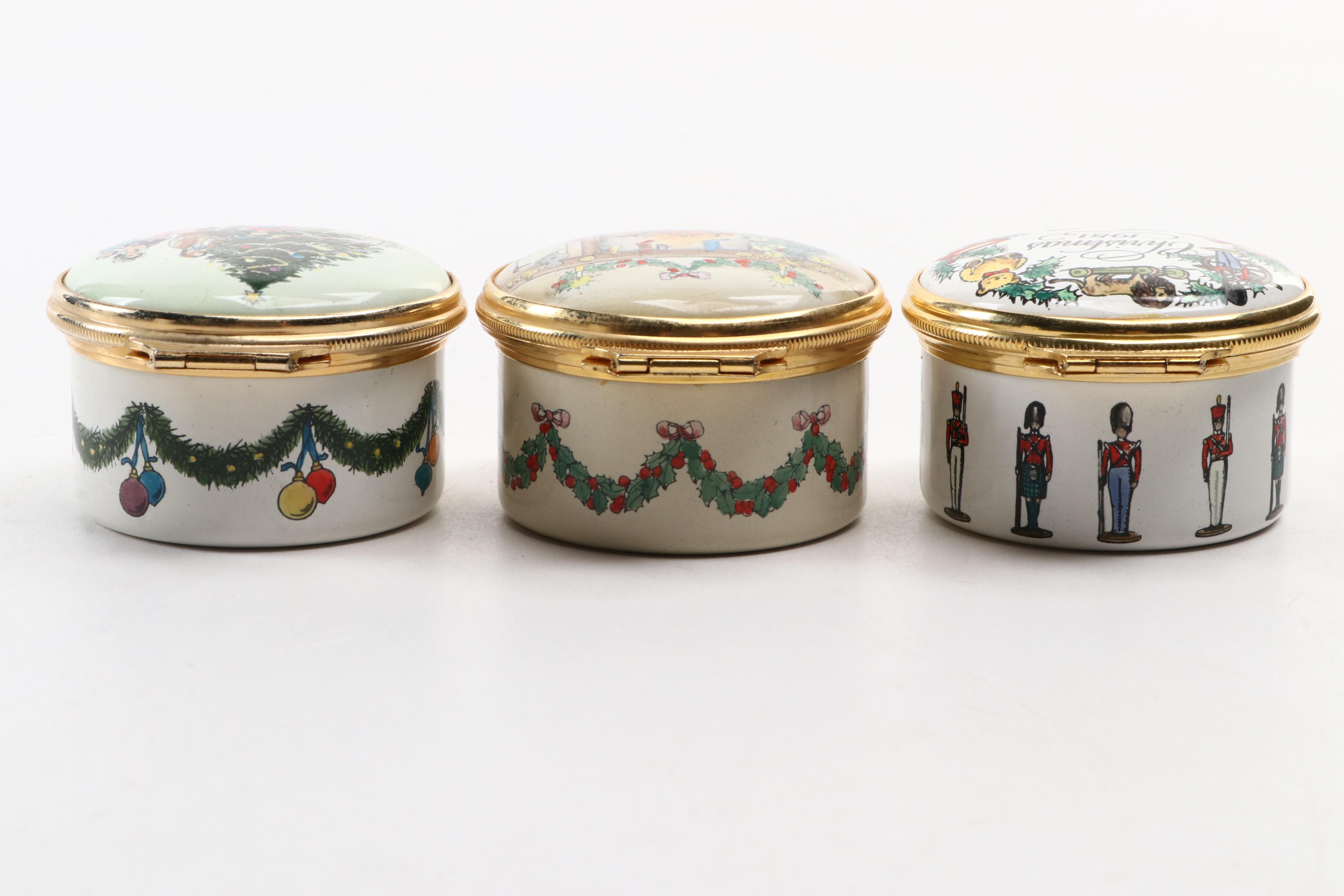 Cartier Enameled Metal Annual Christmas Boxes, 1980–1982
