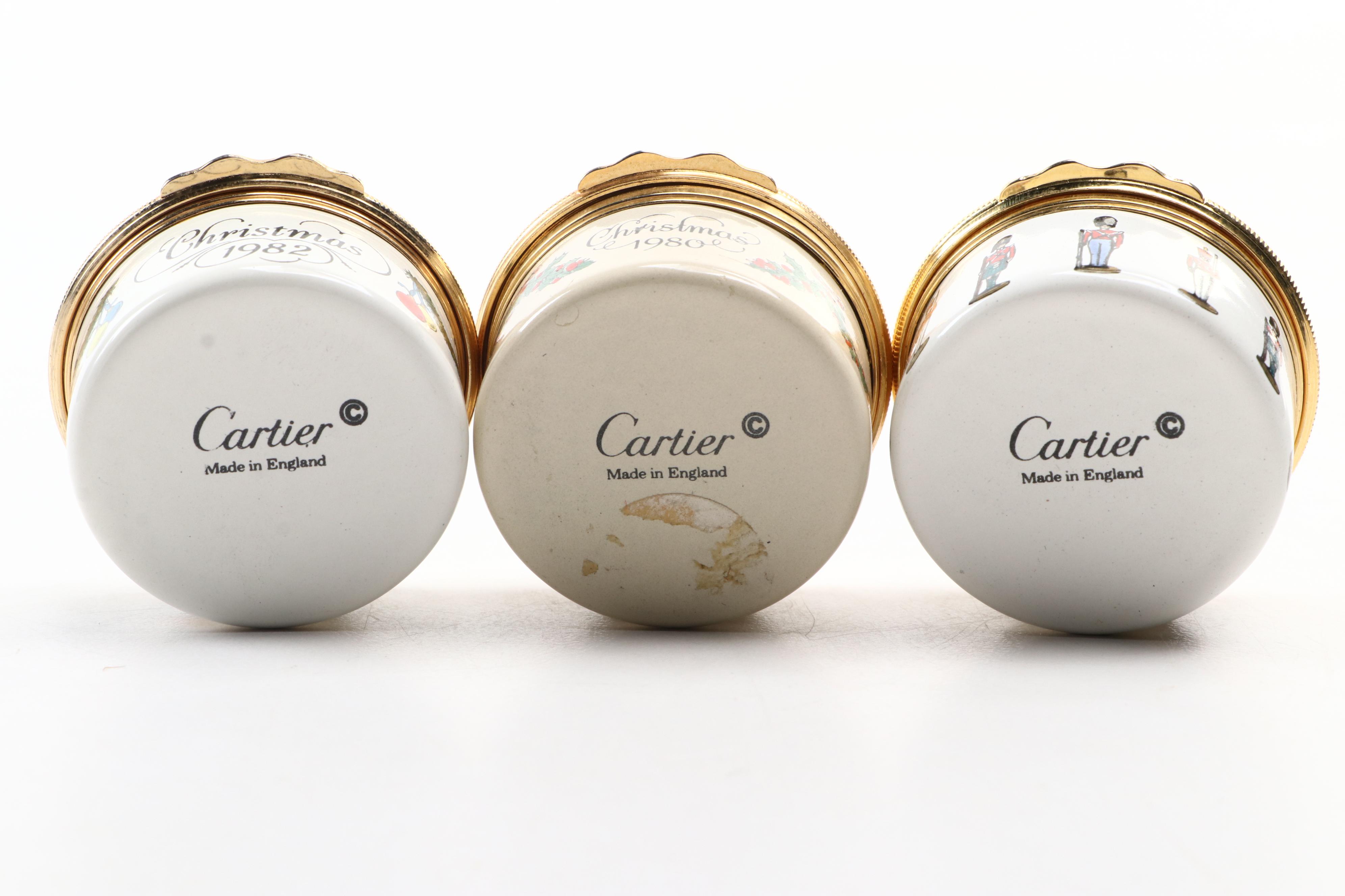 Cartier Enameled Metal Annual Christmas Boxes, 1980–1982