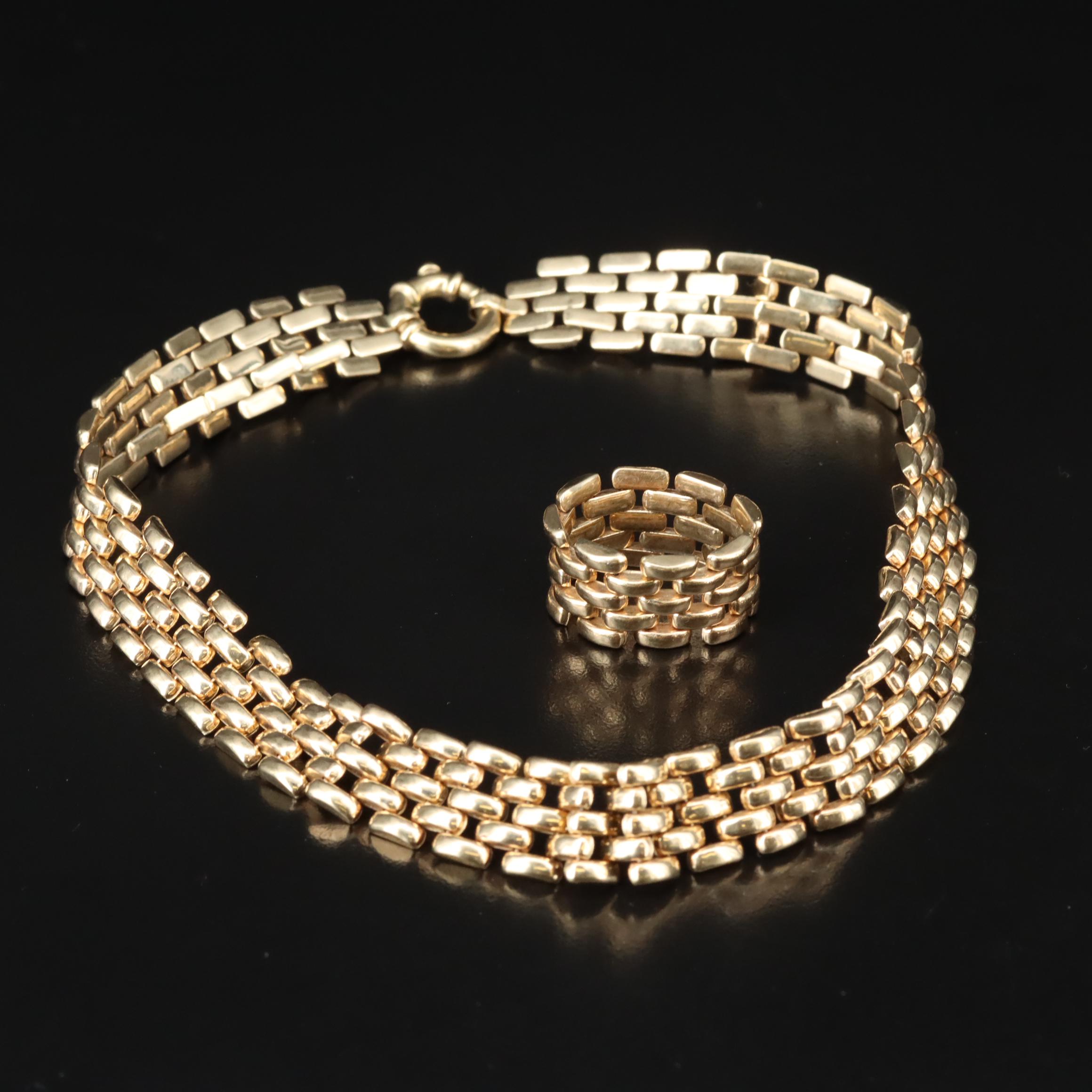 14K Panther Link Necklace and Ring