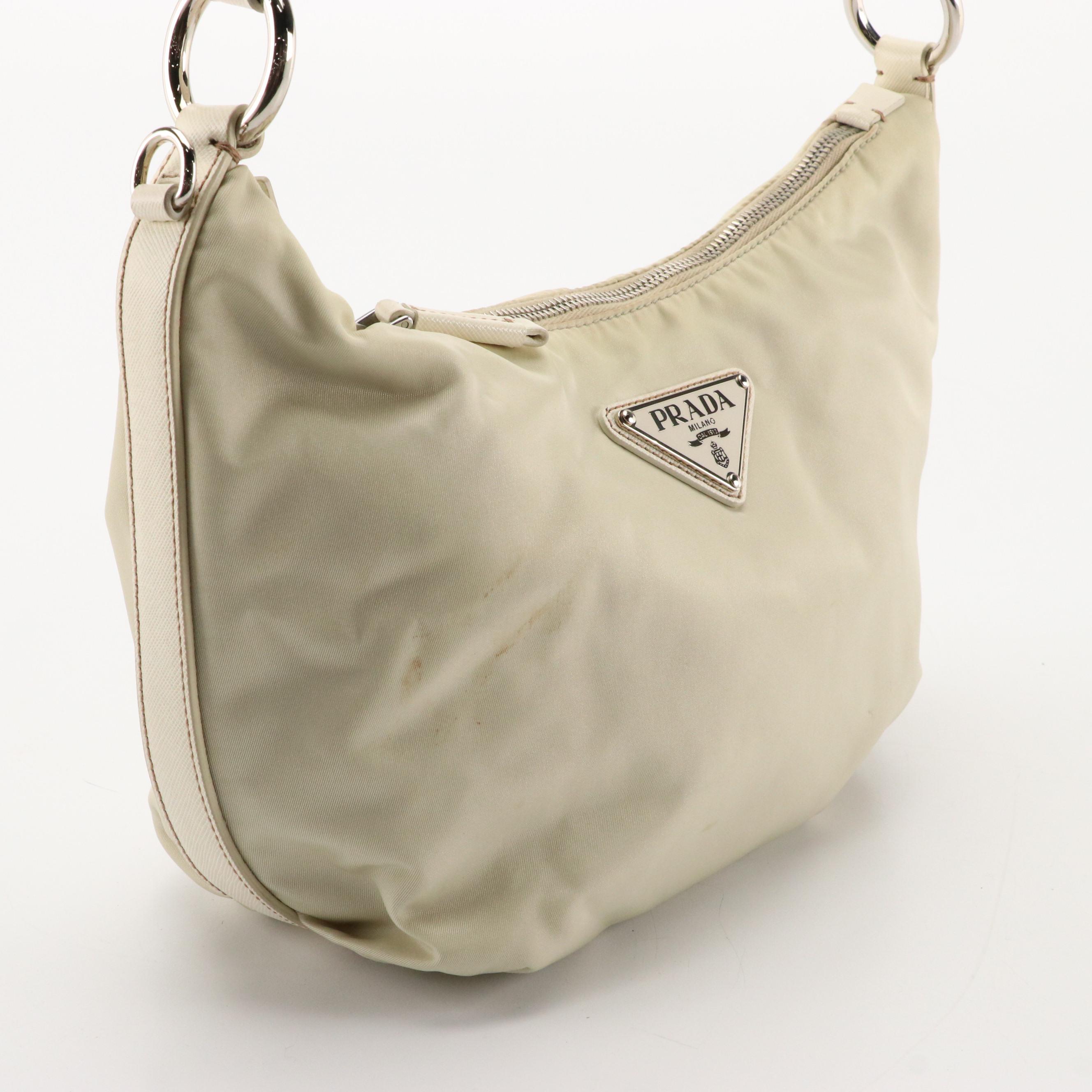 Prada Tessuto Nylon and Saffiano Leather Zip-Top Handbag