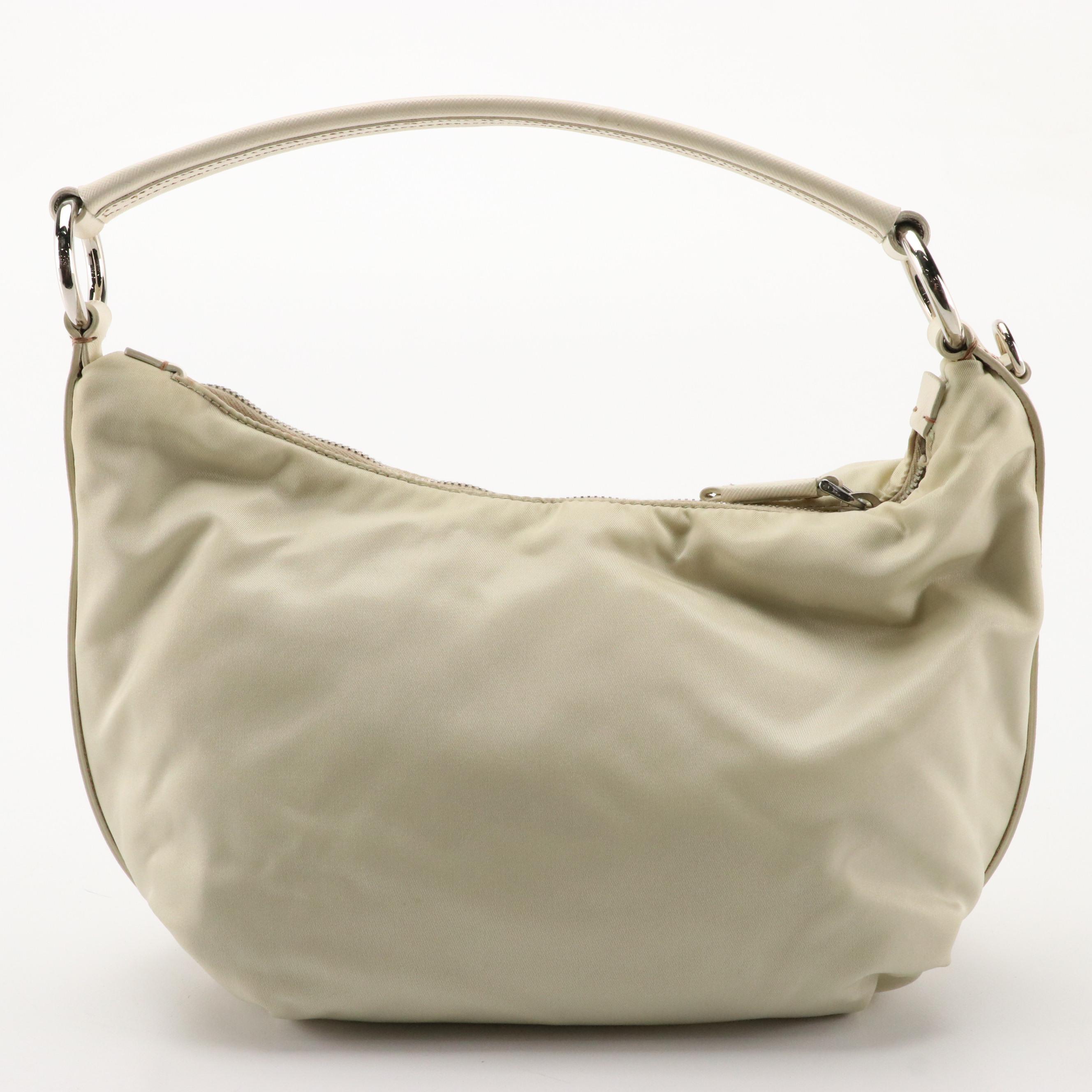 Prada Tessuto Nylon and Saffiano Leather Zip-Top Handbag