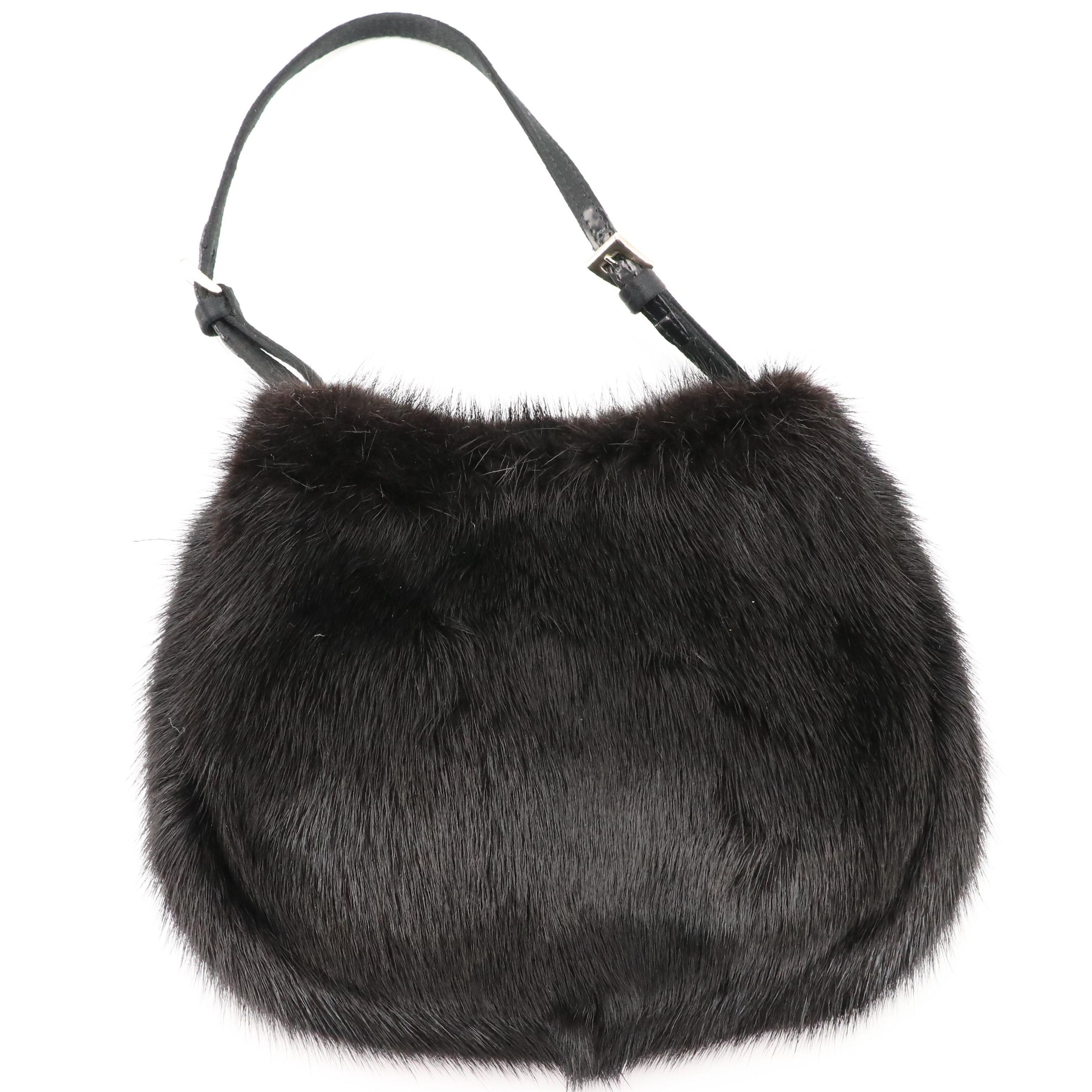 Prada Mink Fur Handbag with Satin Strap