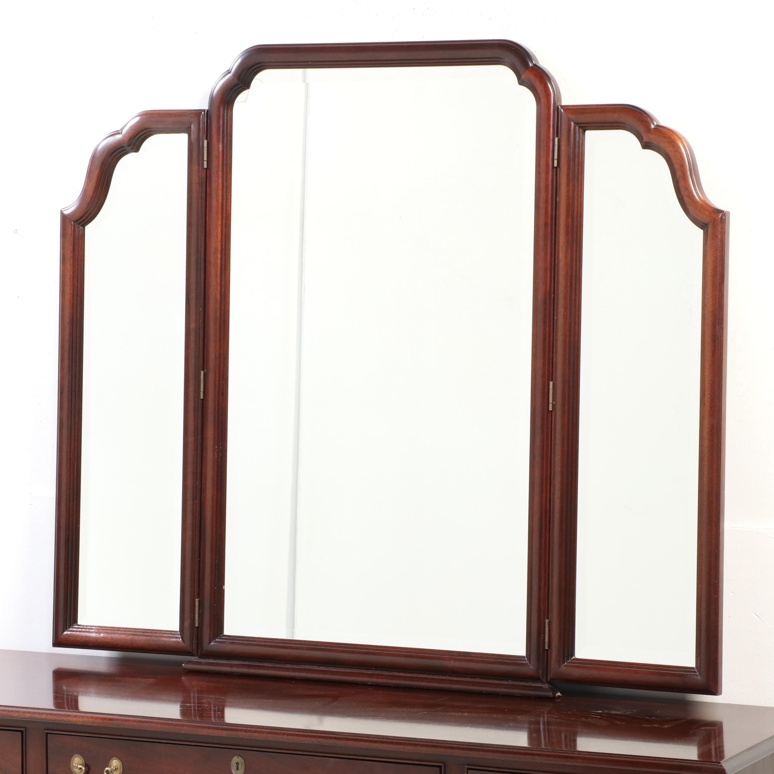 Stickley Chippendale Style Mahogany Dresser with Trifold Mirror