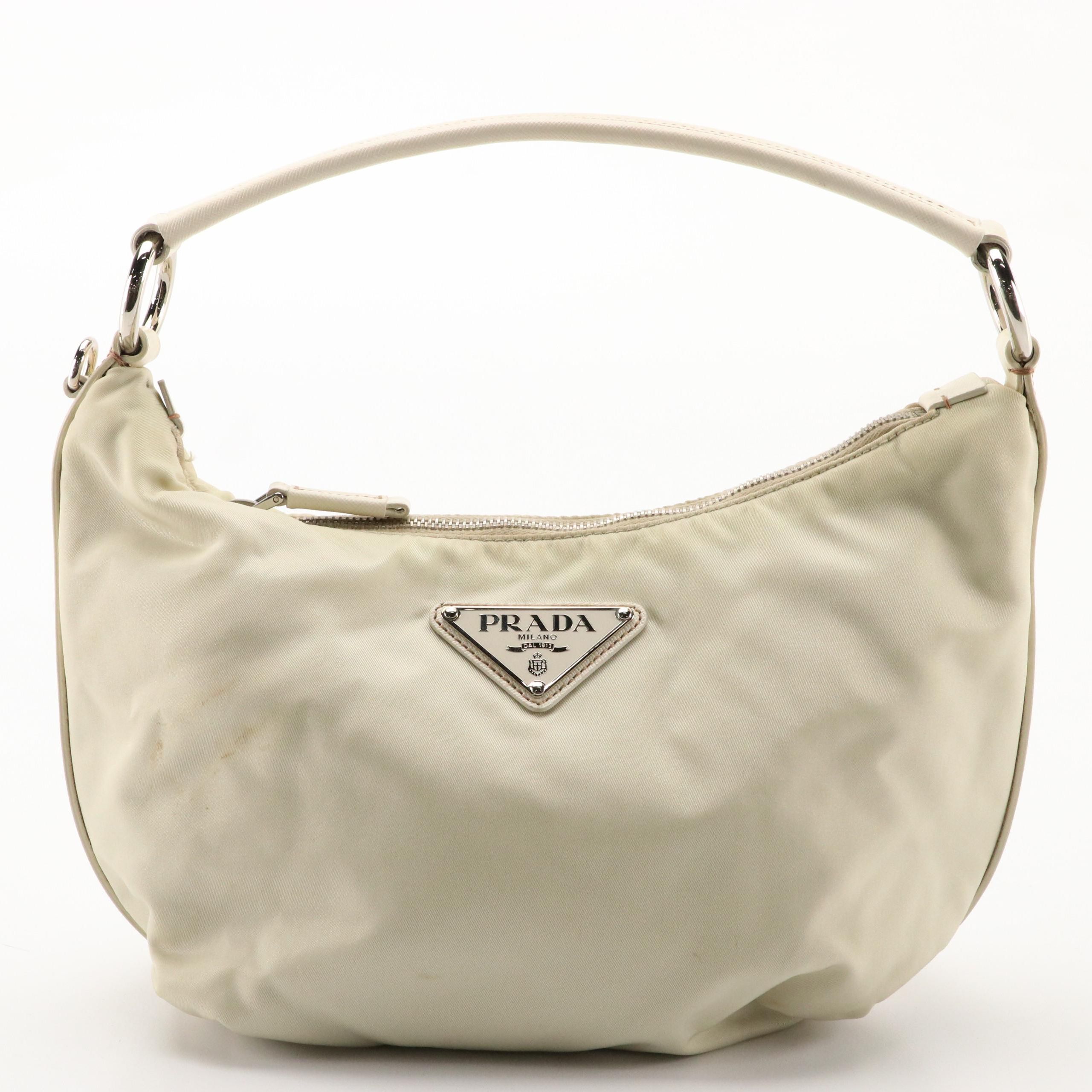 Prada Tessuto Nylon and Saffiano Leather Zip-Top Handbag