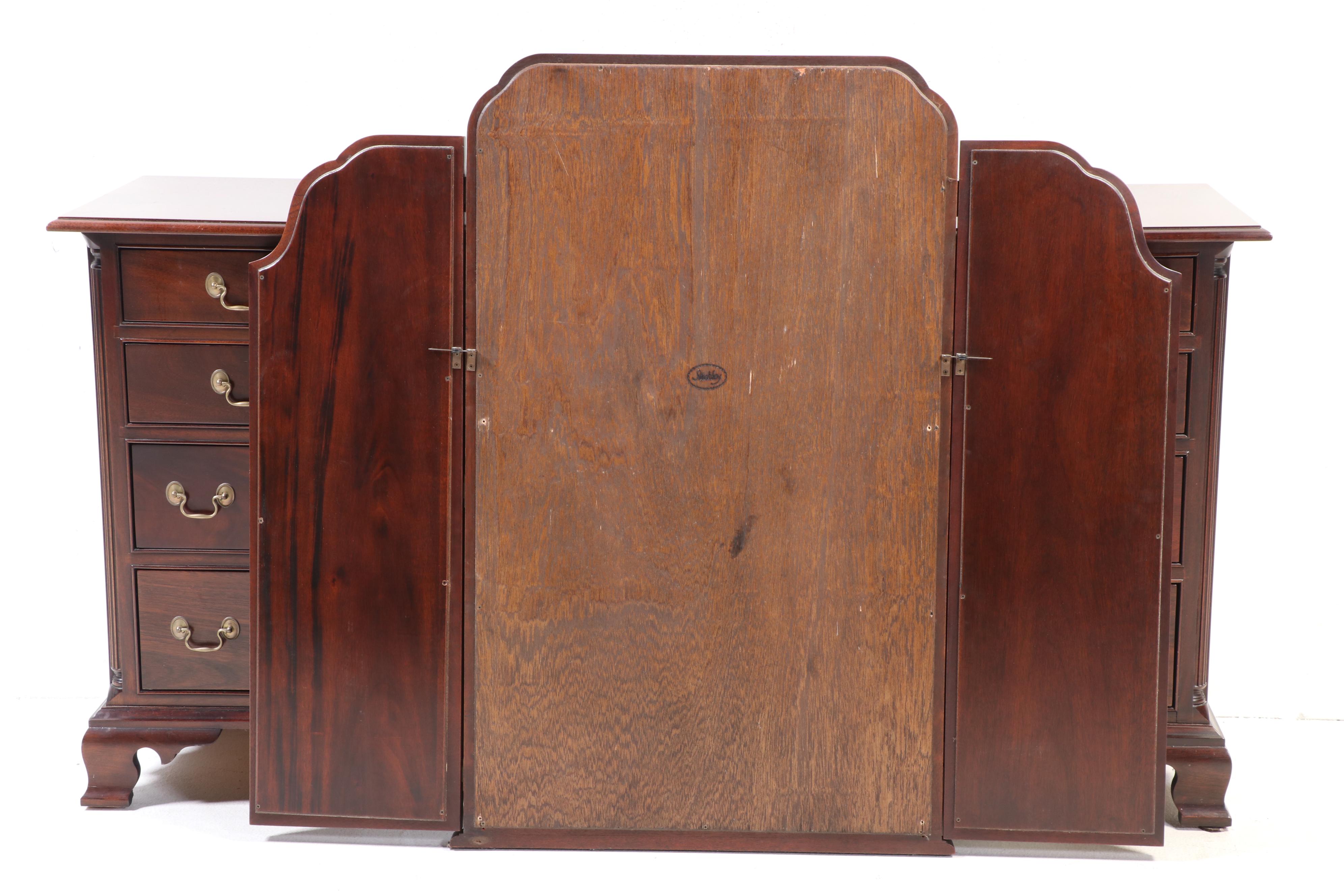 Stickley Chippendale Style Mahogany Dresser with Trifold Mirror