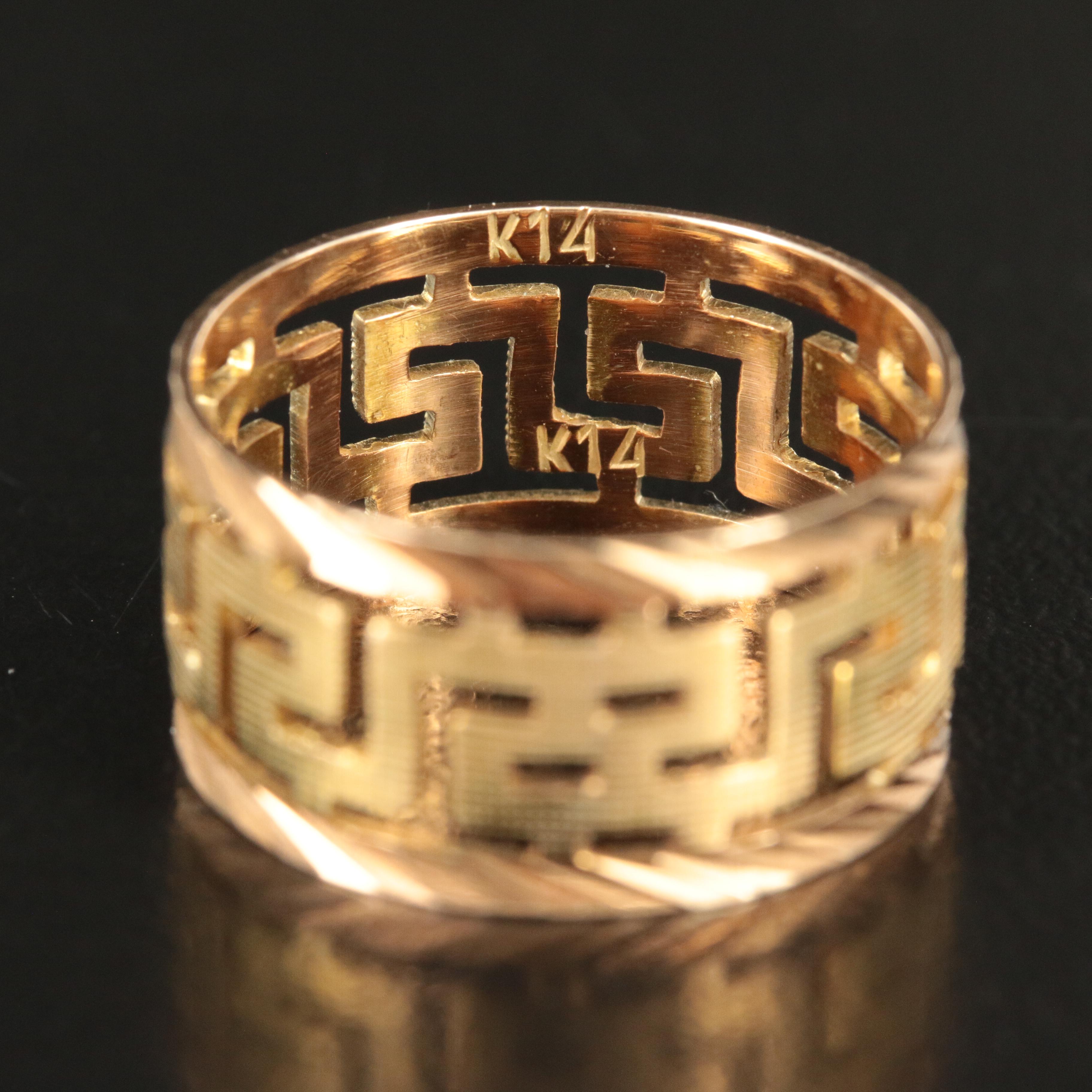14K Greek Key Band