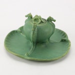 Rookwood Pottery Seahorse Motif Green Glazed Ceramic Inkwell, 1905