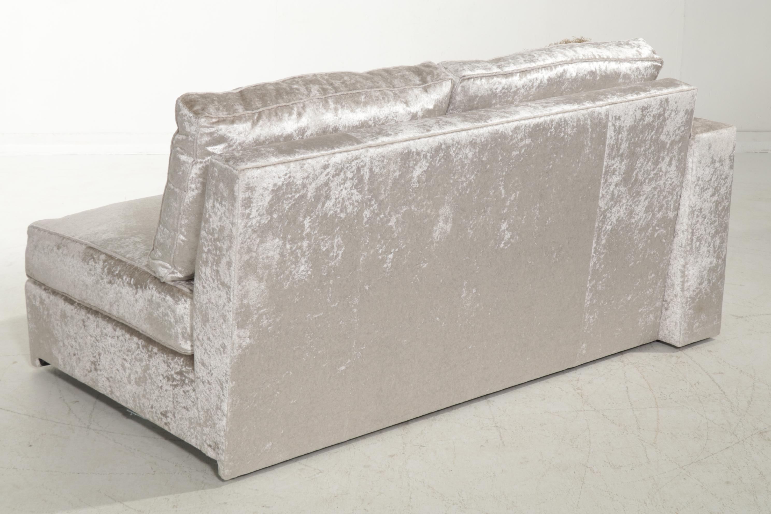 Marge Carson VelvetUpholstered TwoPiece Sectional with Ottomans and