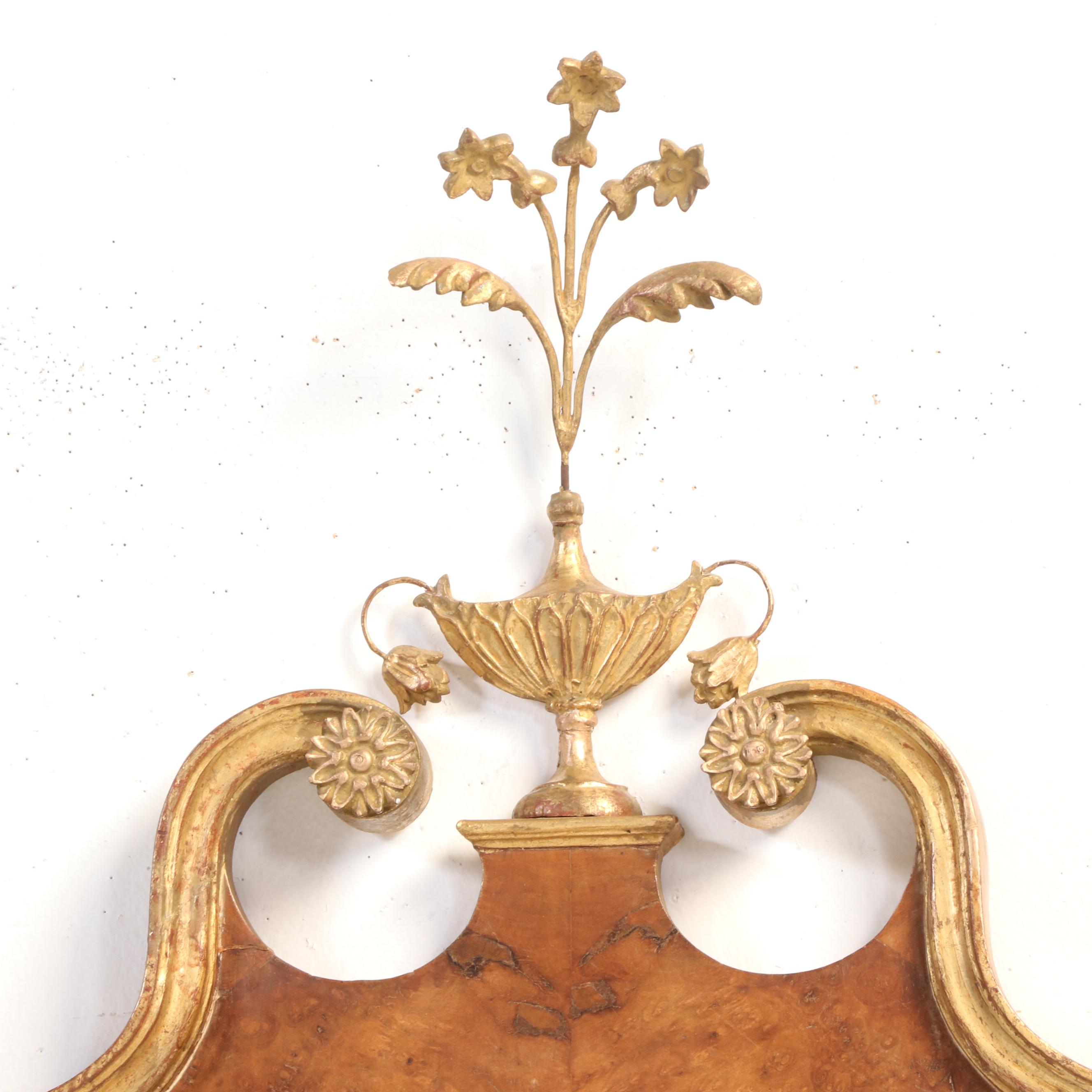 Palladio Neoclassical Style Walnut and Parcel-Gilt Hand-Carved Mirror