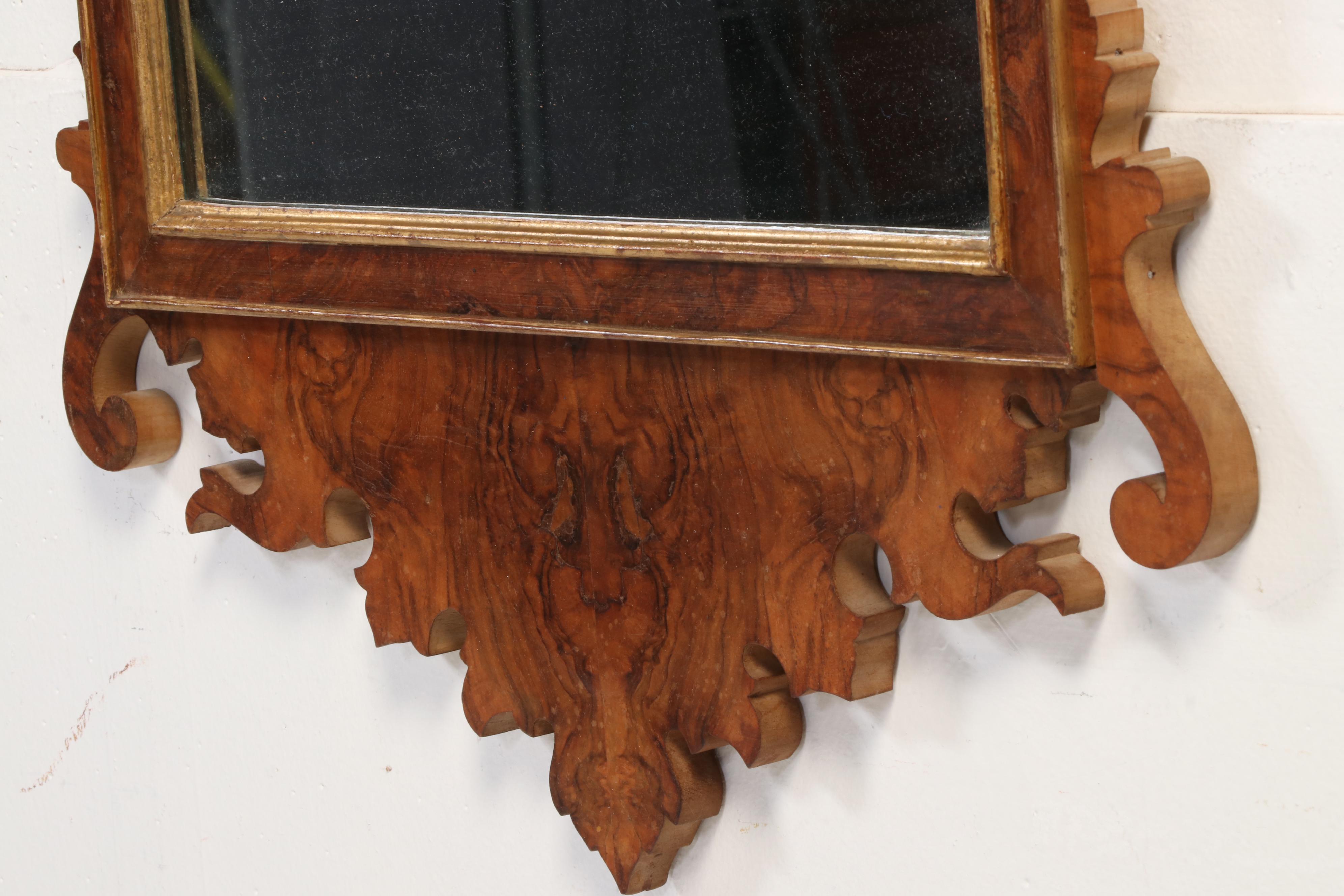 Palladio Neoclassical Style Walnut and Parcel-Gilt Hand-Carved Mirror