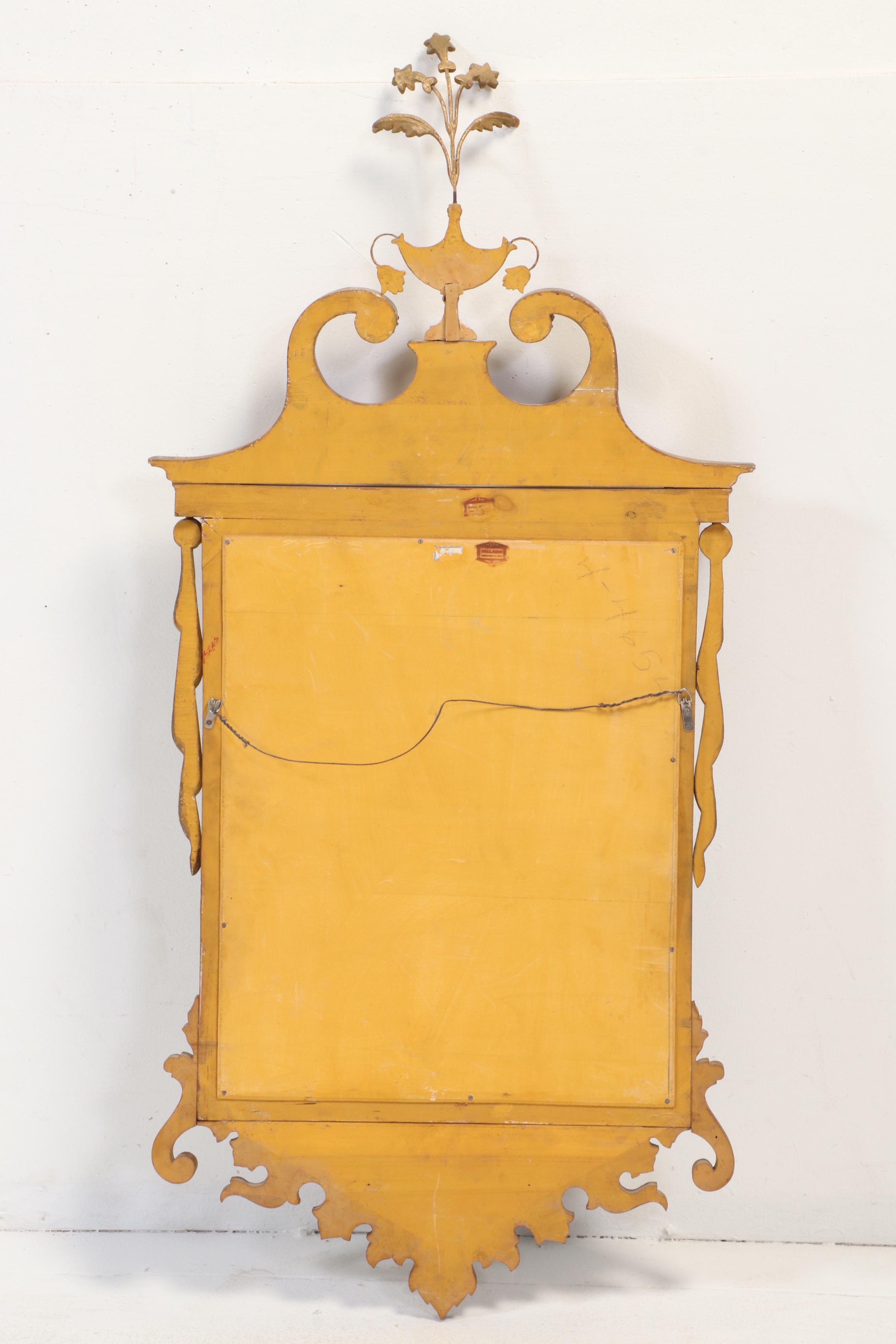 Palladio Neoclassical Style Walnut and Parcel-Gilt Hand-Carved Mirror