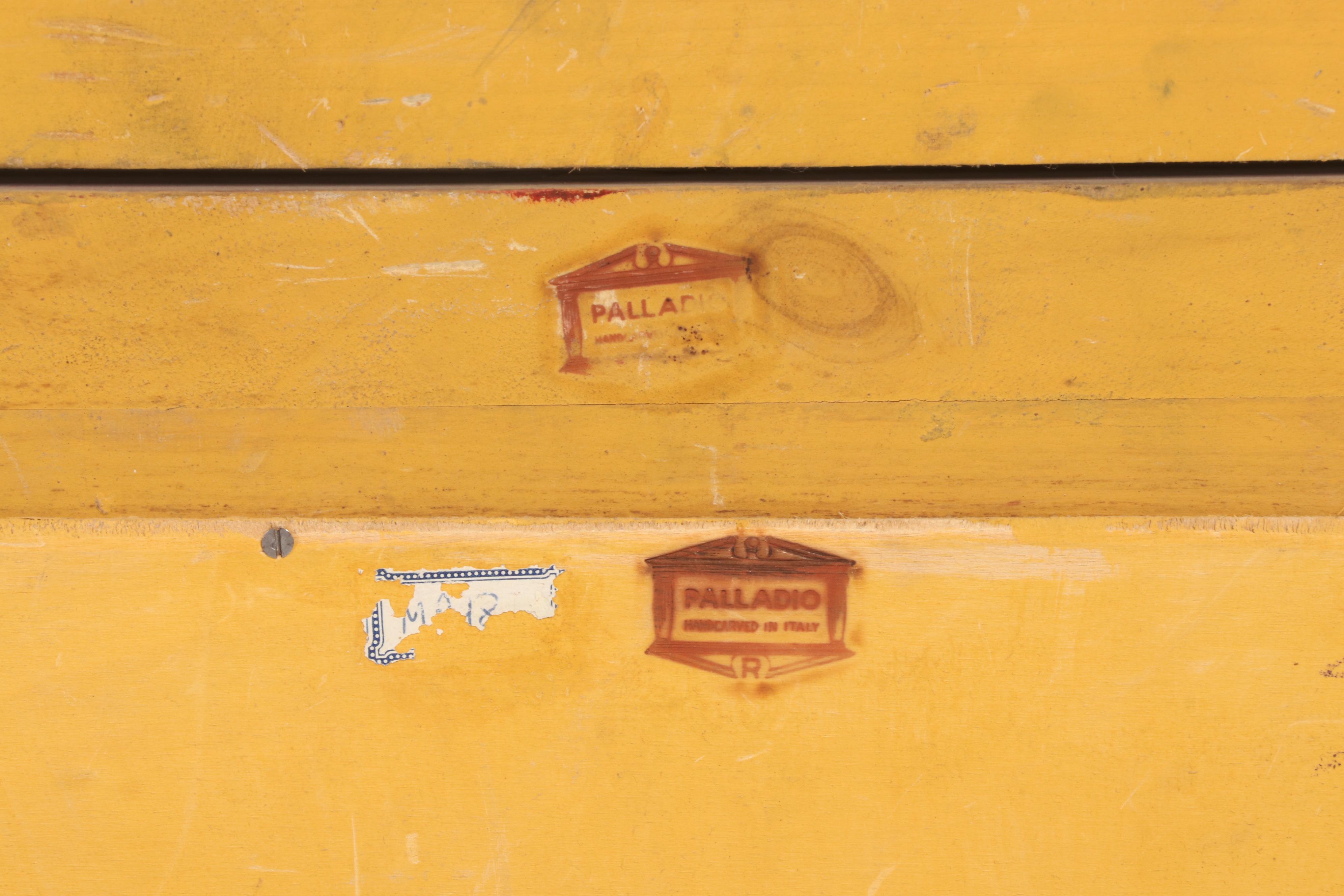 Palladio Neoclassical Style Walnut and Parcel-Gilt Hand-Carved Mirror