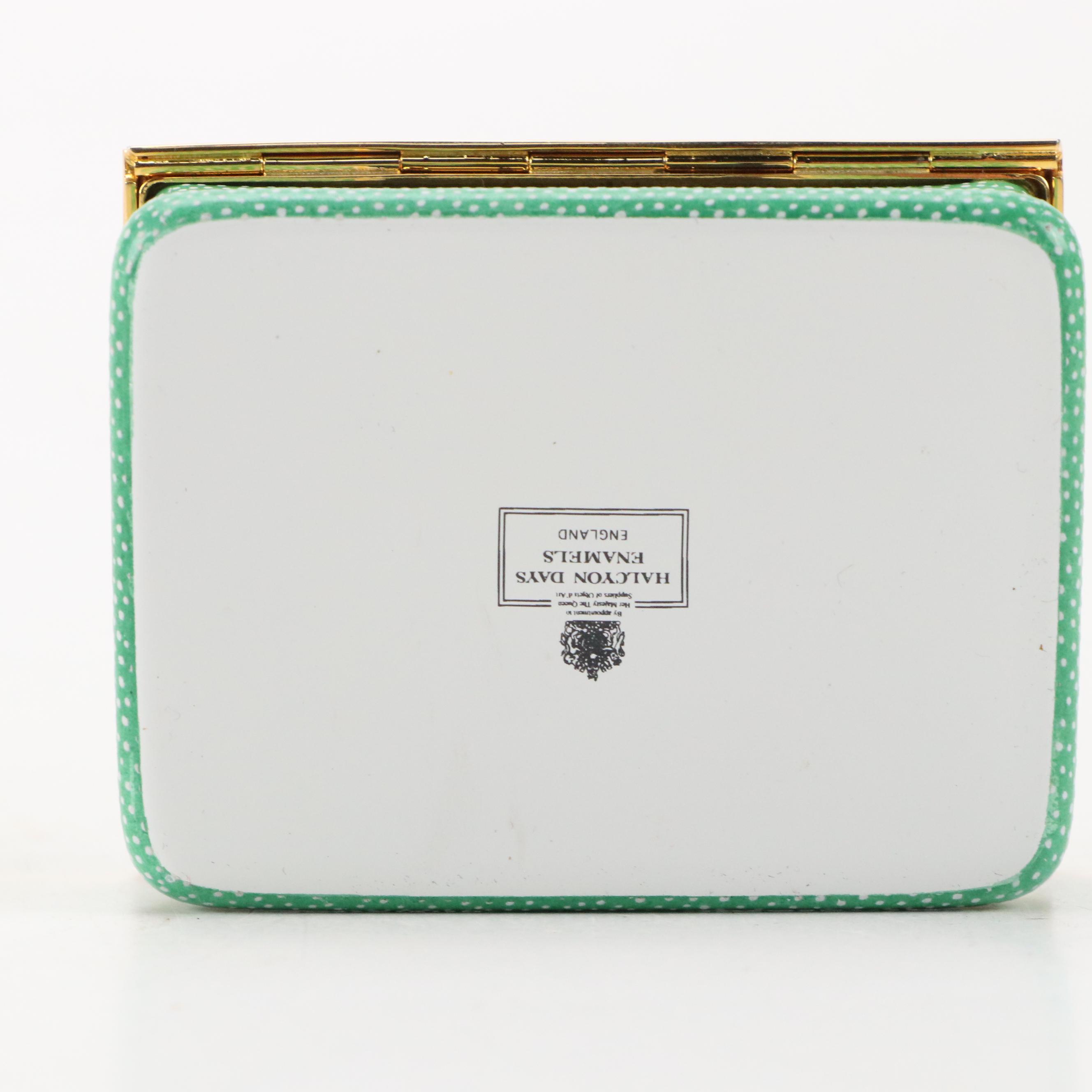 Halcyon Days Enamel Boxes with Militaria and Museum Fruit and Floral Motifs