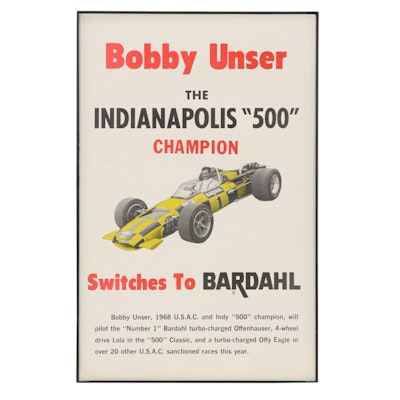 Bardahl Oil Bobby Unser Indianapolis 500 Advertising Poster