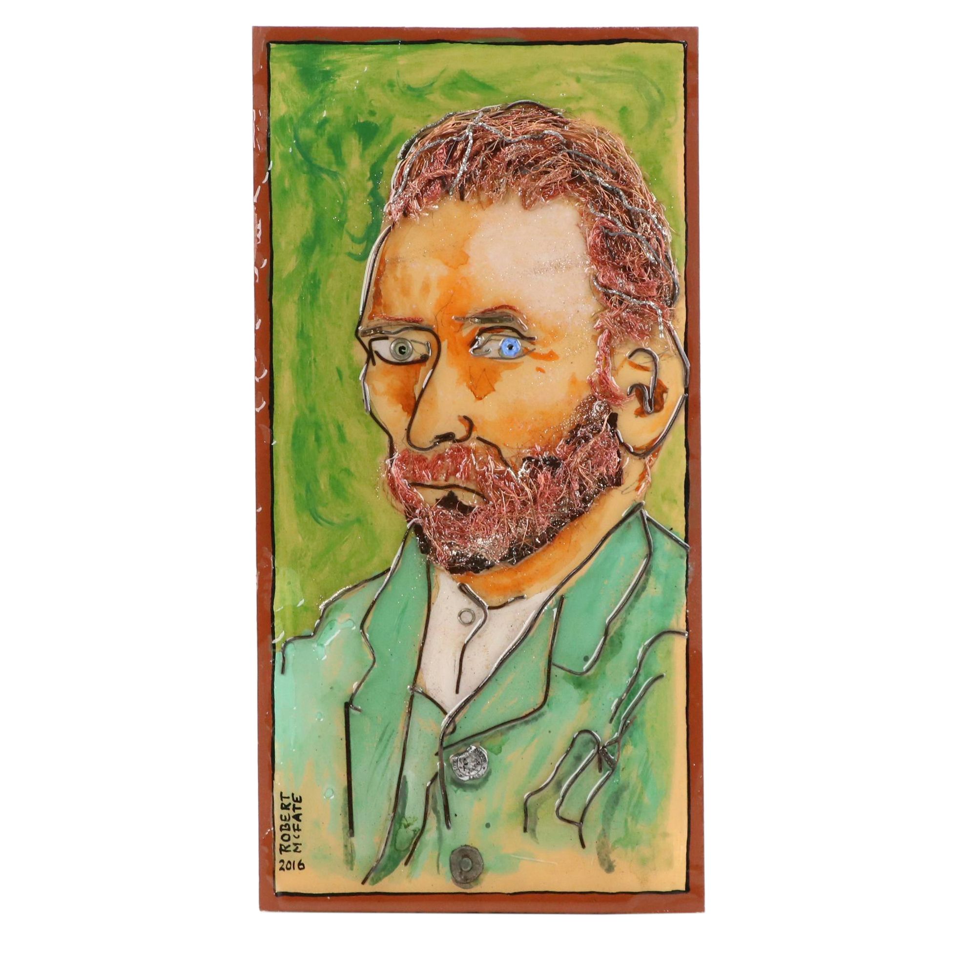 Robert McFate Mixed Media Painting of Vincent Van Gogh, 2016