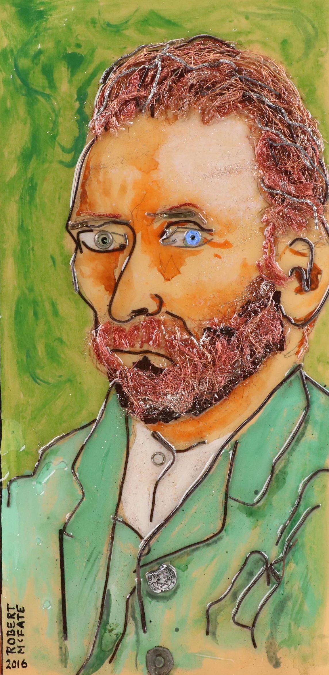 Robert McFate Mixed Media Painting of Vincent Van Gogh, 2016