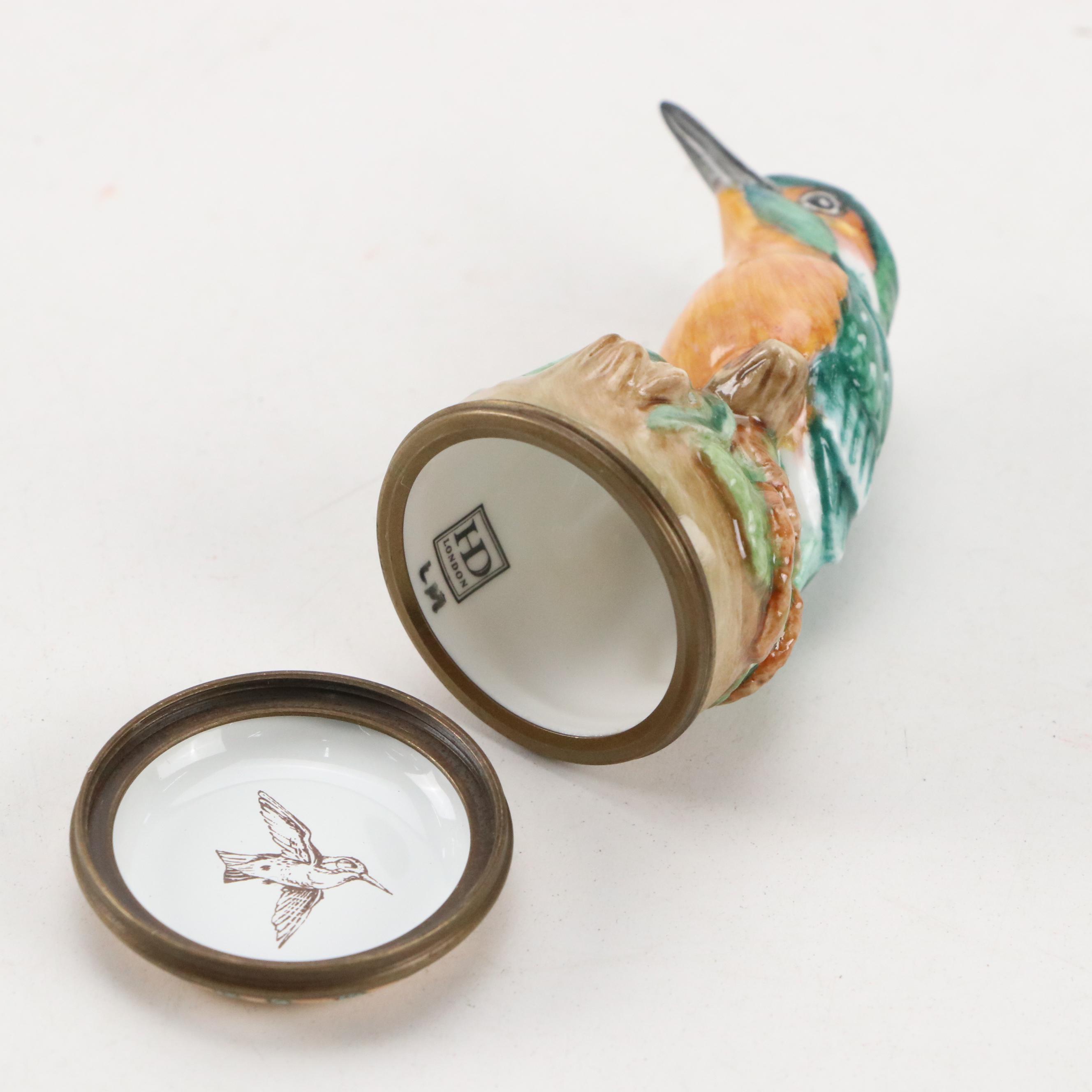 Halcyon Days Kingfisher and Thrush Nest Enamel Boxes, Late 20th C.