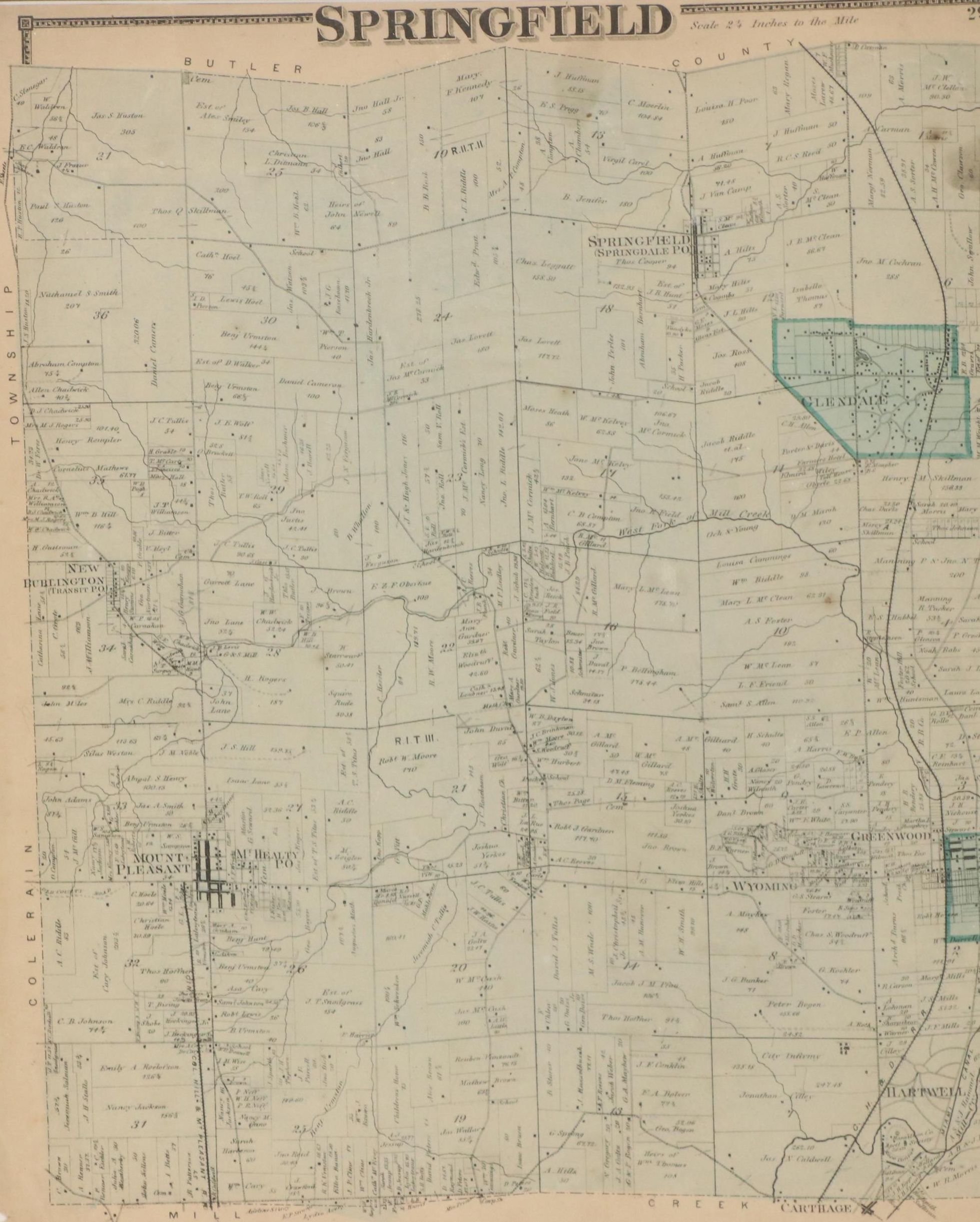 Map of Cincinnati Township "Springfield," 1869