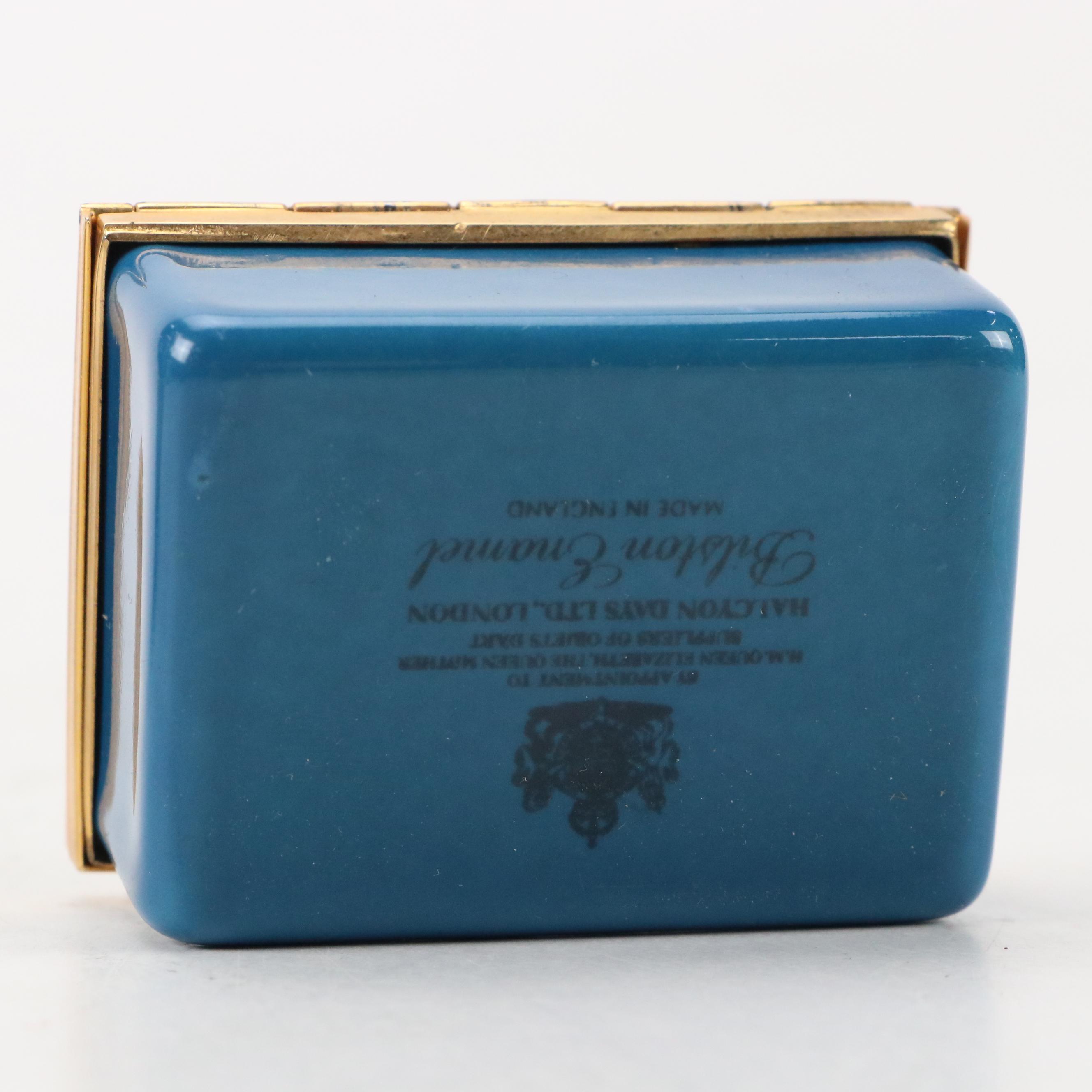 Halcyon Days Kingfisher and Thrush Nest Enamel Boxes, Late 20th C.