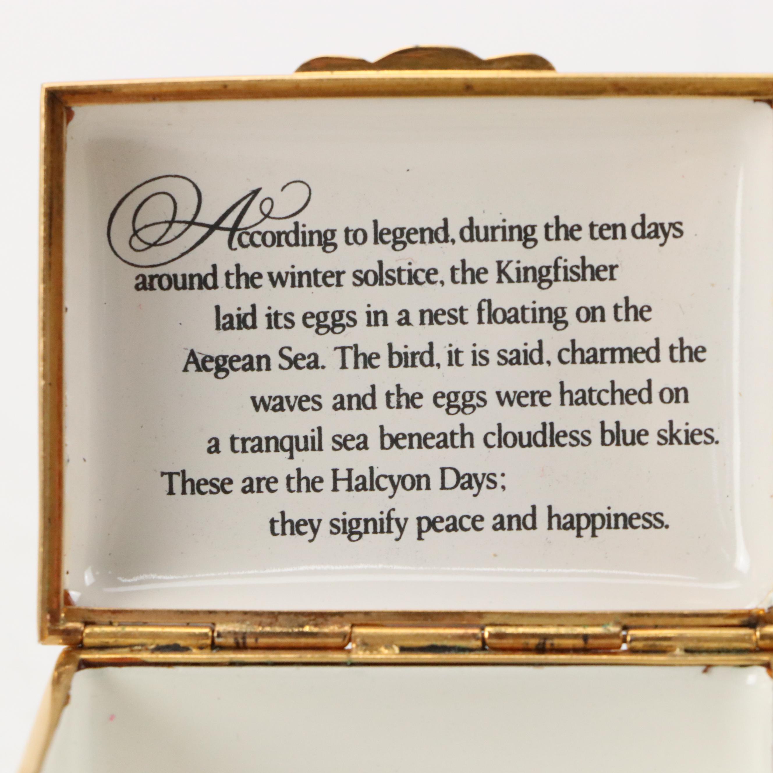 Halcyon Days Kingfisher and Thrush Nest Enamel Boxes, Late 20th C.