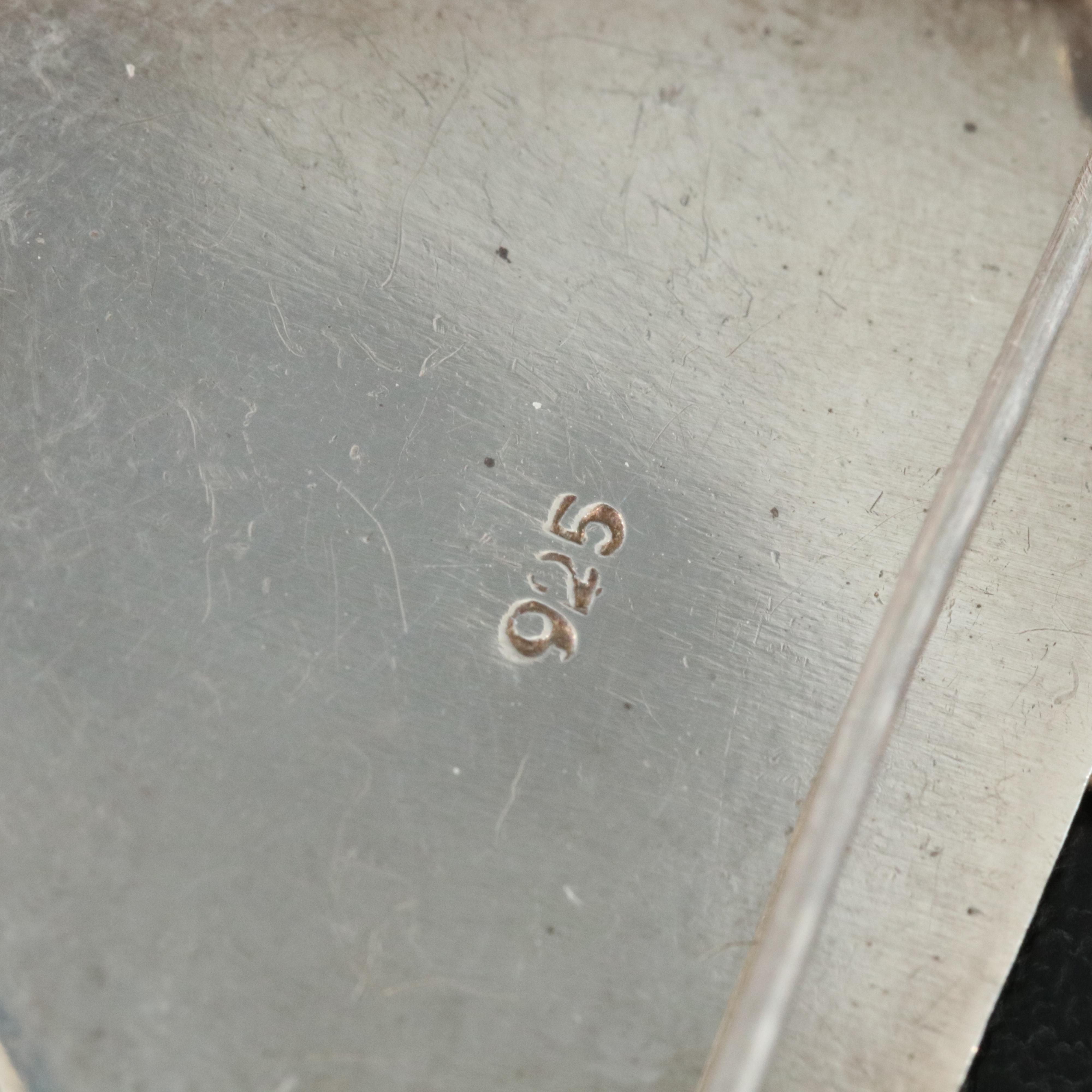 Sterling Amethyst Triangle Brooch