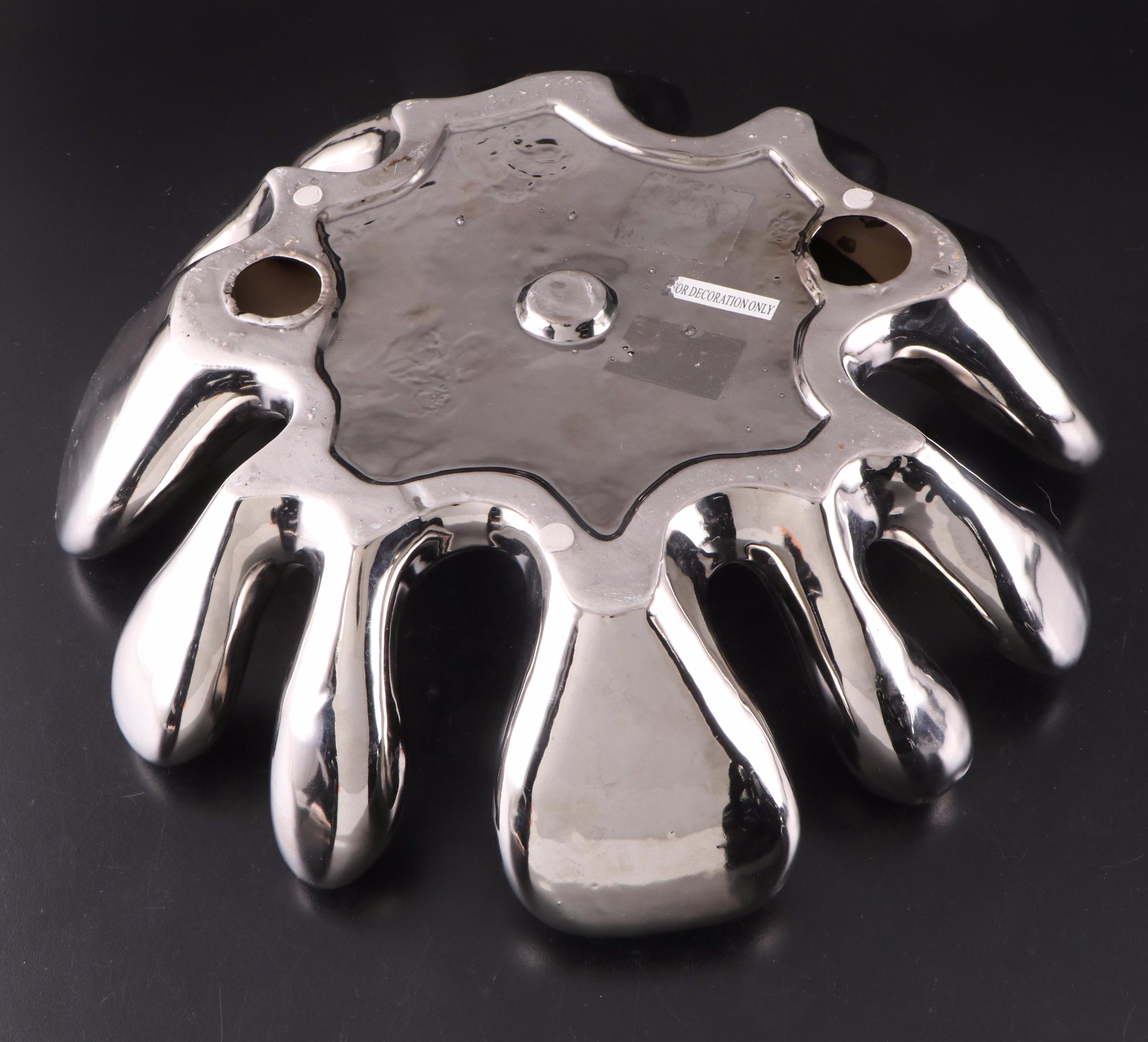 Chrome Ceramic Abstract Centerpiece Bowl with Linens, Lampshades, and More Décor