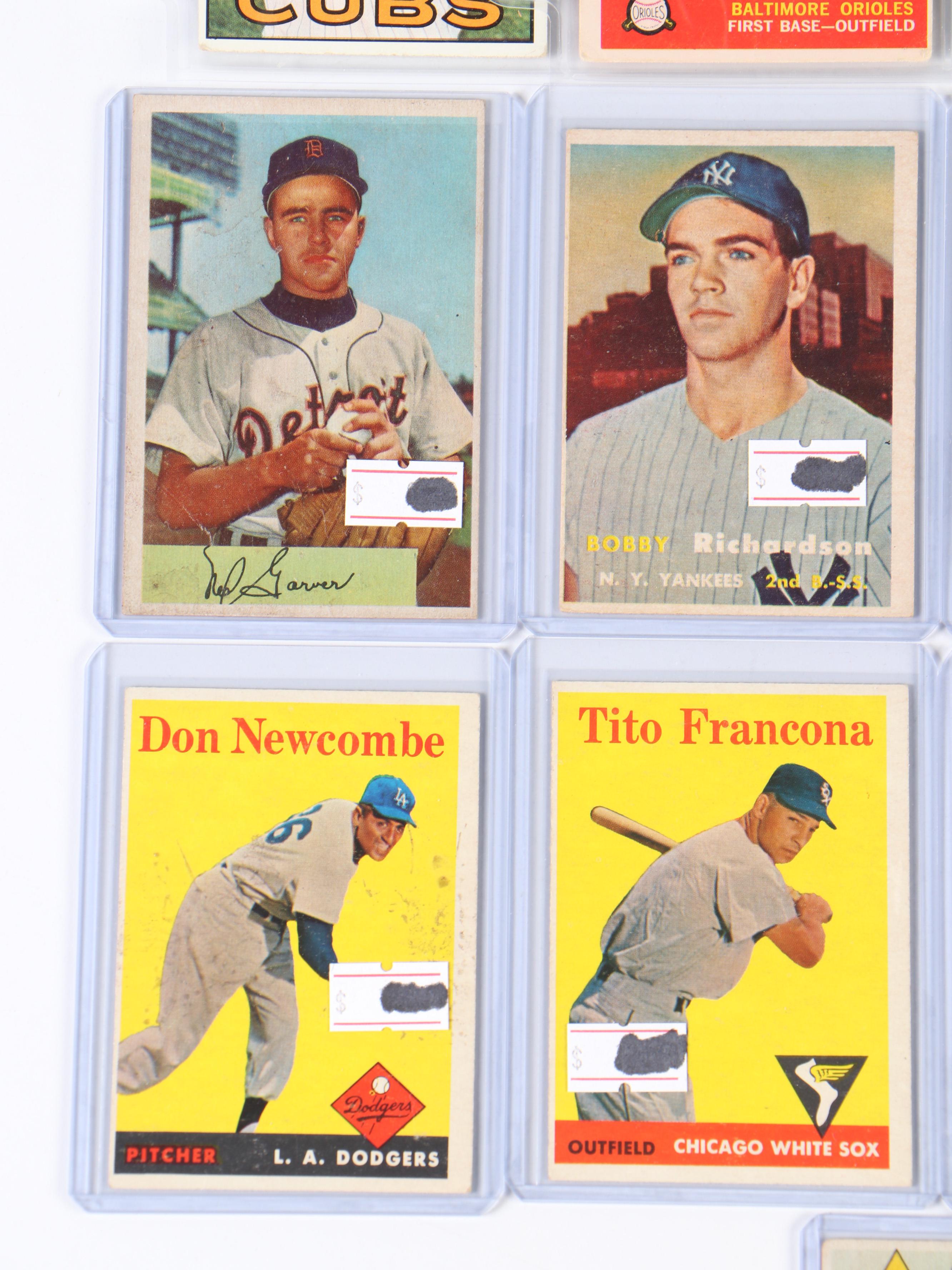 Topps Baseball Cards Featuring Don Newcombe, Joe Nuxhall, and More, 1950s–1970s