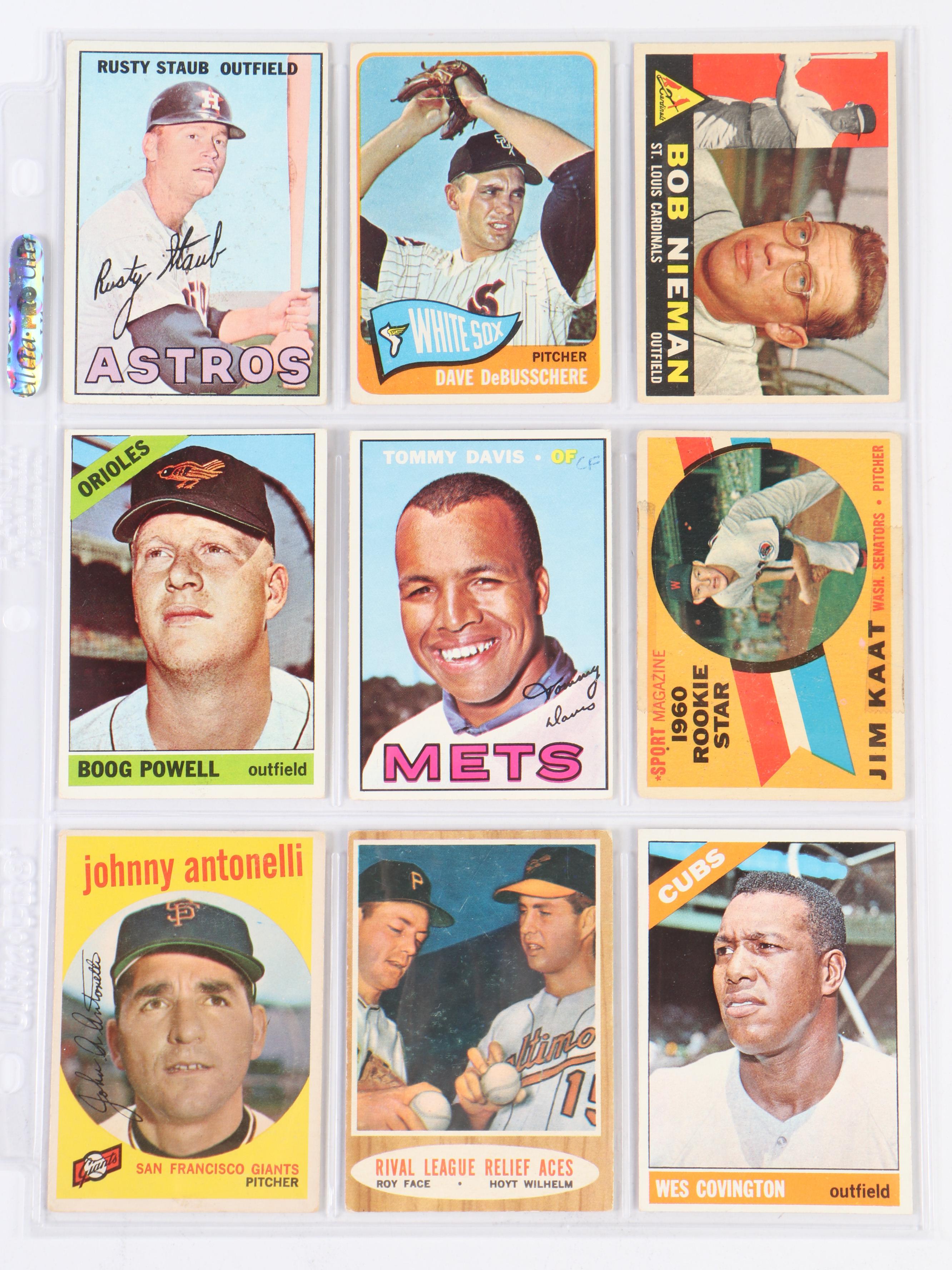Topps Baseball Cards Featuring Don Newcombe, Joe Nuxhall, and More, 1950s–1970s