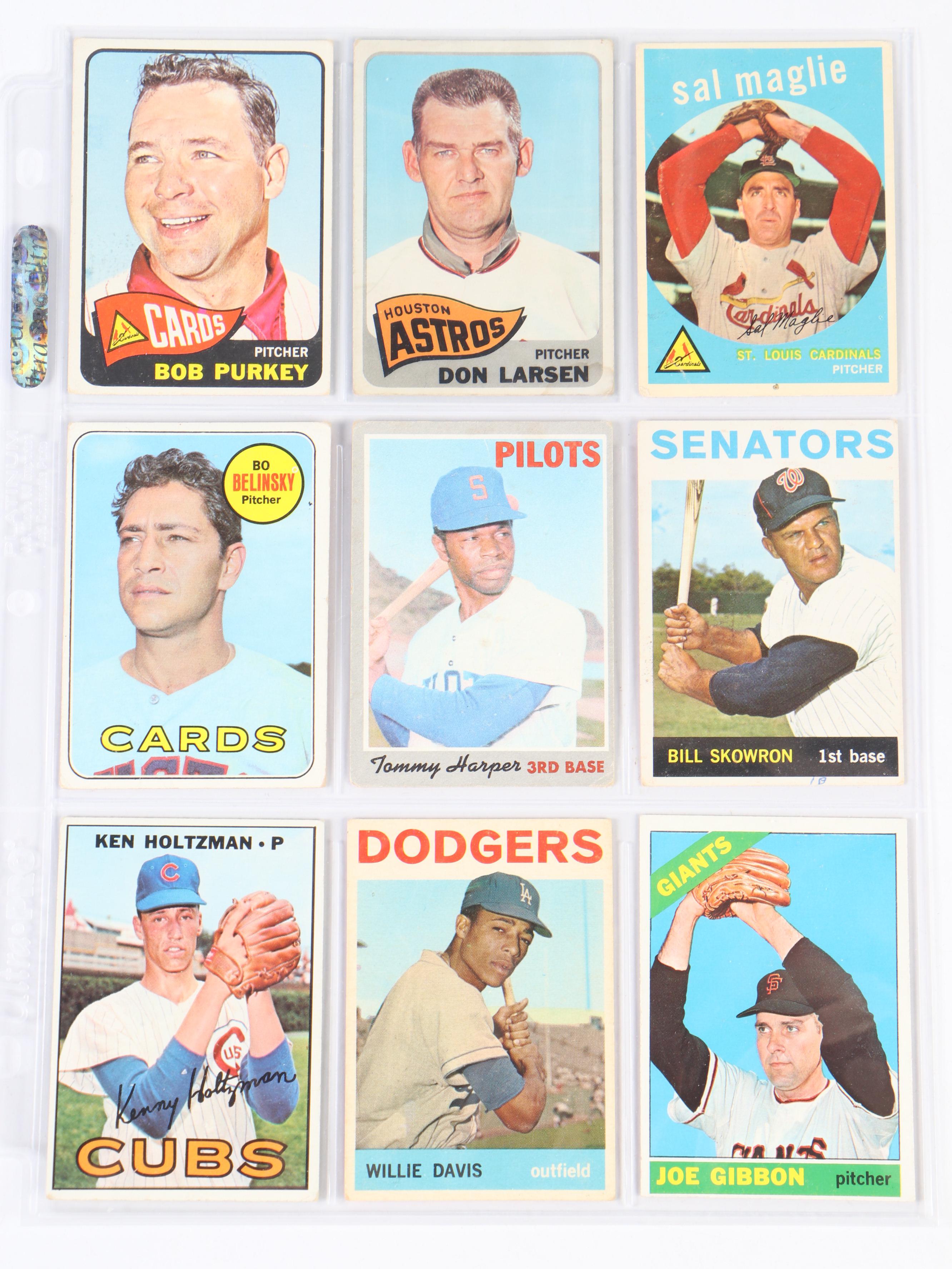 Topps Baseball Cards Featuring Don Newcombe, Joe Nuxhall, and More, 1950s–1970s