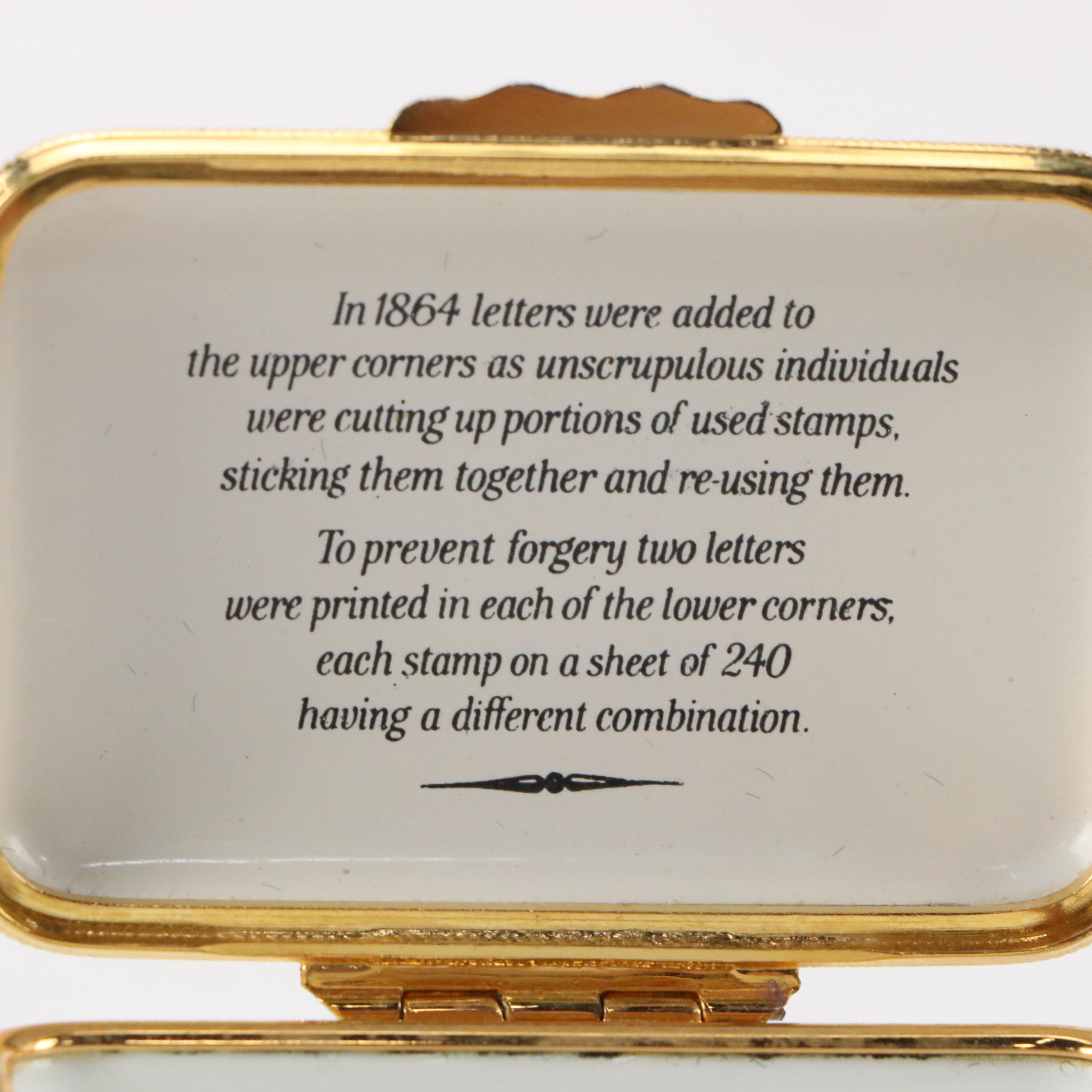 Halcyon Days Limited Edition Penny Black Stamp Enameled Box, 1990