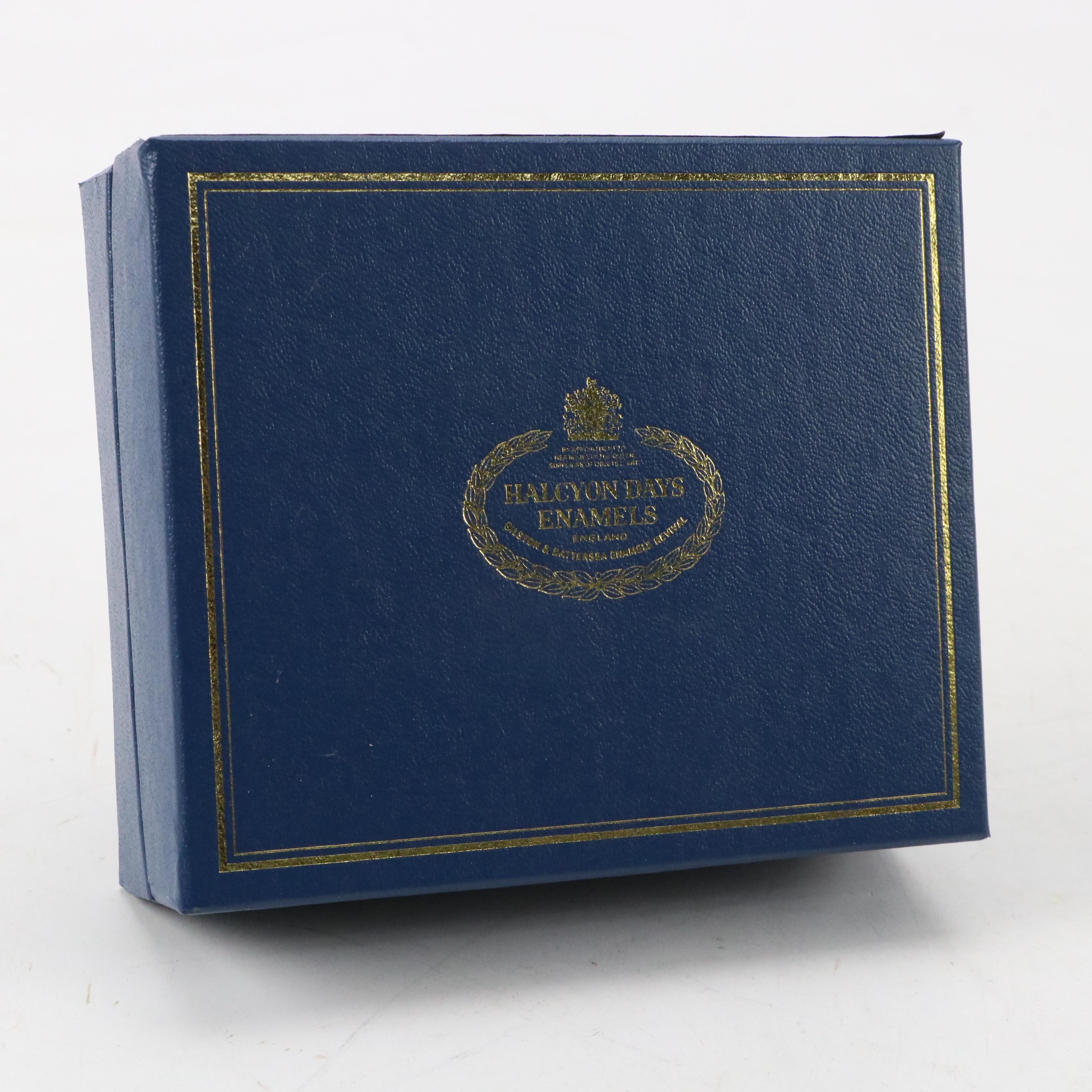 Halcyon Days Limited Edition Penny Black Stamp Enameled Box, 1990