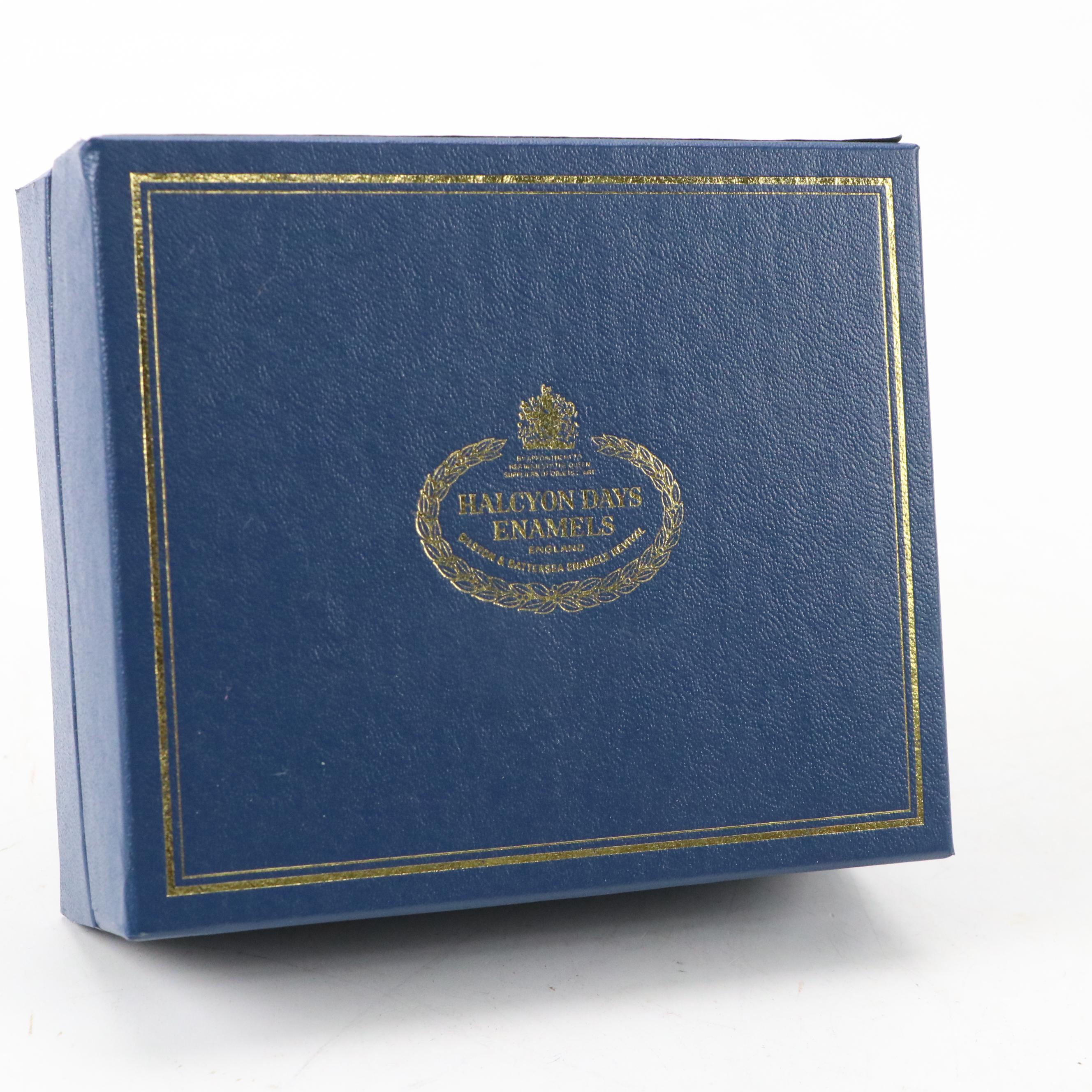 Halcyon Days Limited Edition Penny Black Stamp Enameled Box, 1990