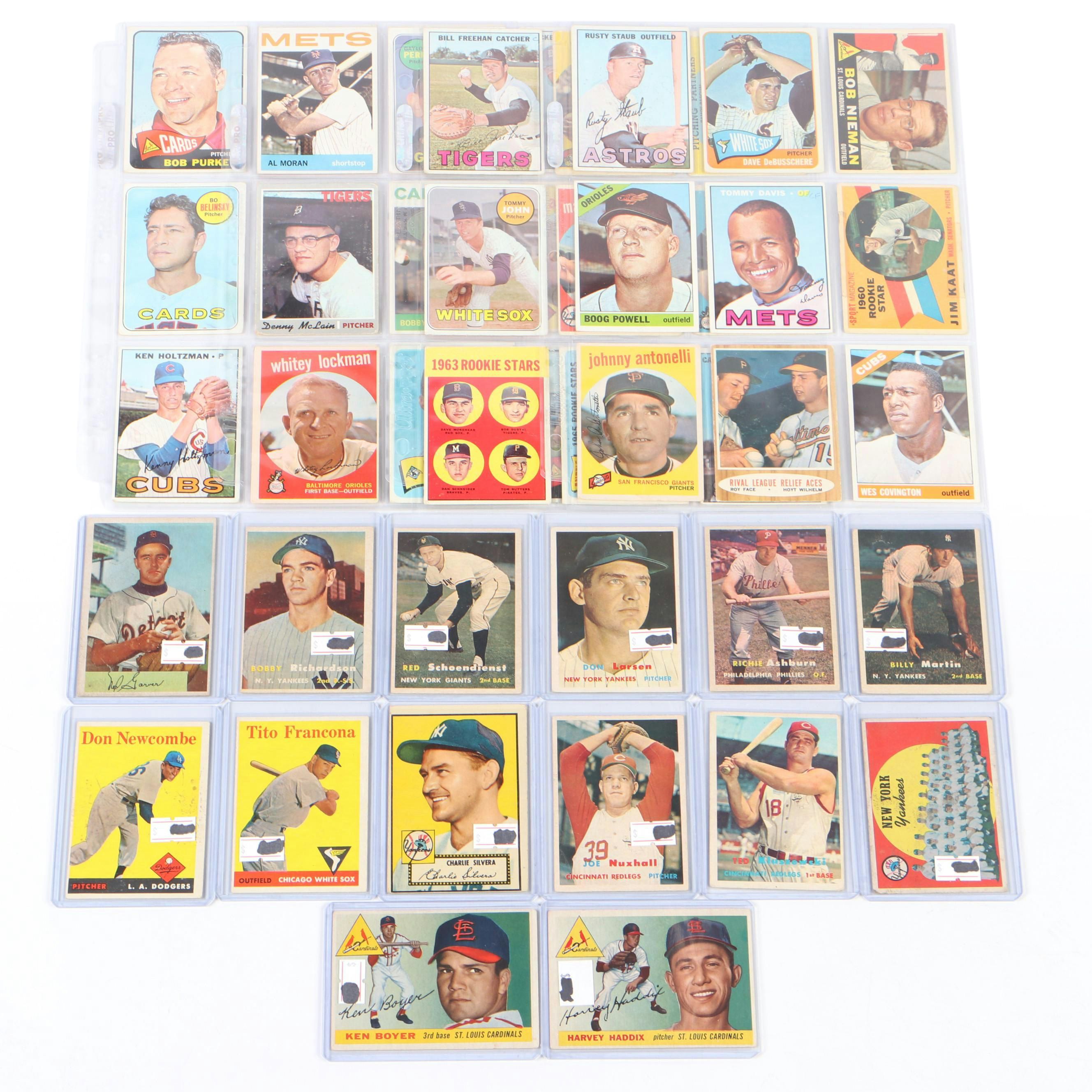 Topps Baseball Cards Featuring Don Newcombe, Joe Nuxhall, and More, 1950s–1970s